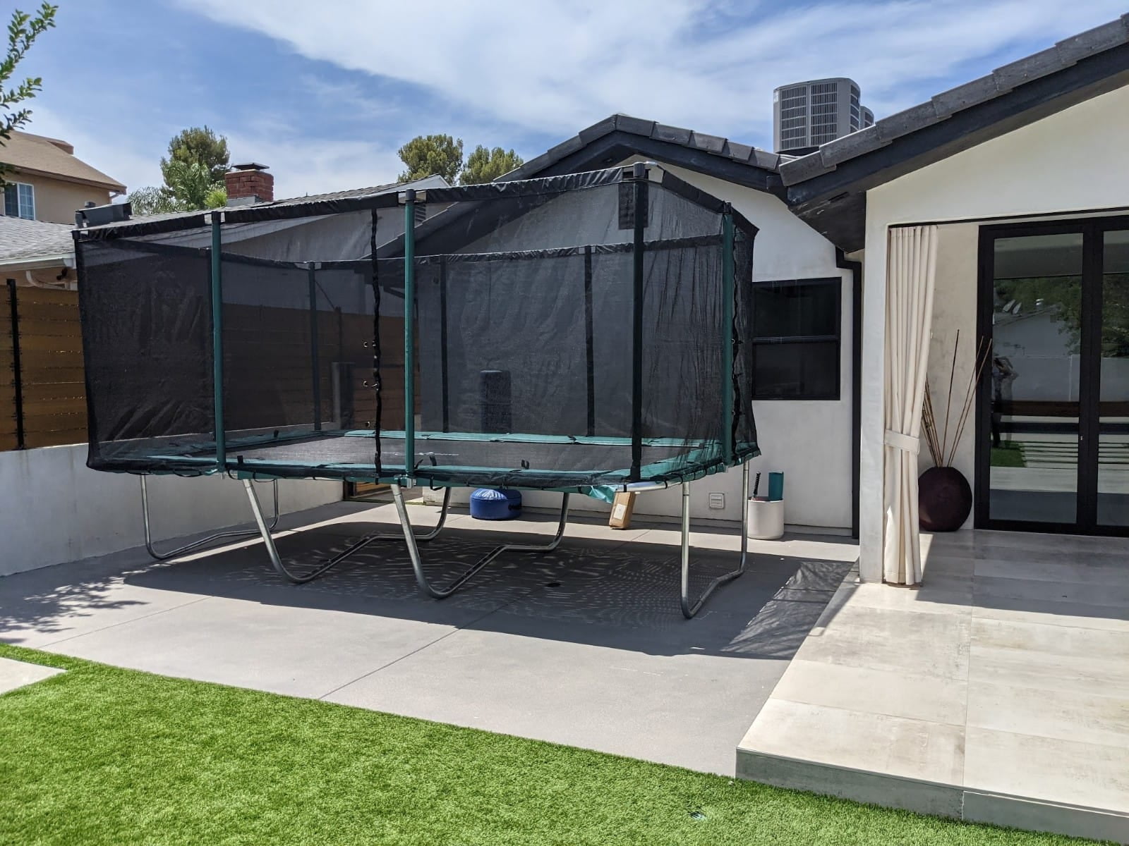 Galactic Xtreme Outdoor Rectangle Trampoline with Safety Net Enclosure (Black, 10x17 ft) dvk21