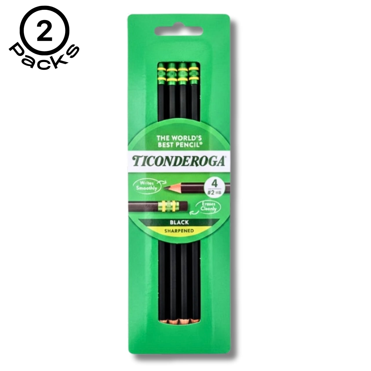 Ticonderoga #2 HB Wood-Cased Pencils, Premium Graphite Core, Matte Finish (Black, 8 Count) kkg5b