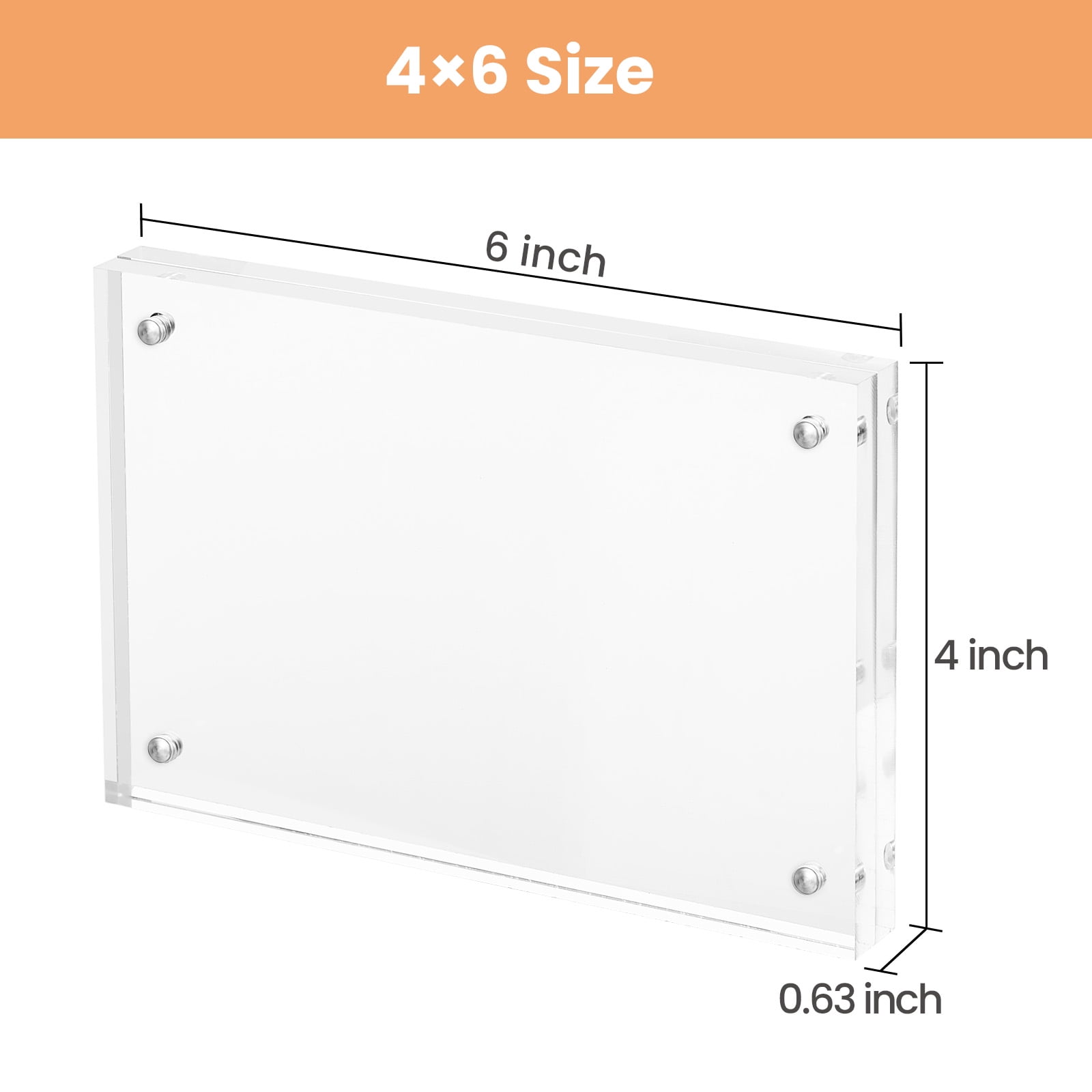 Sindcom 4x6 Acrylic Picture Frames, Double Sided Magnetic Floating Desktop Display (Clear, 3 Pack) lw2jr