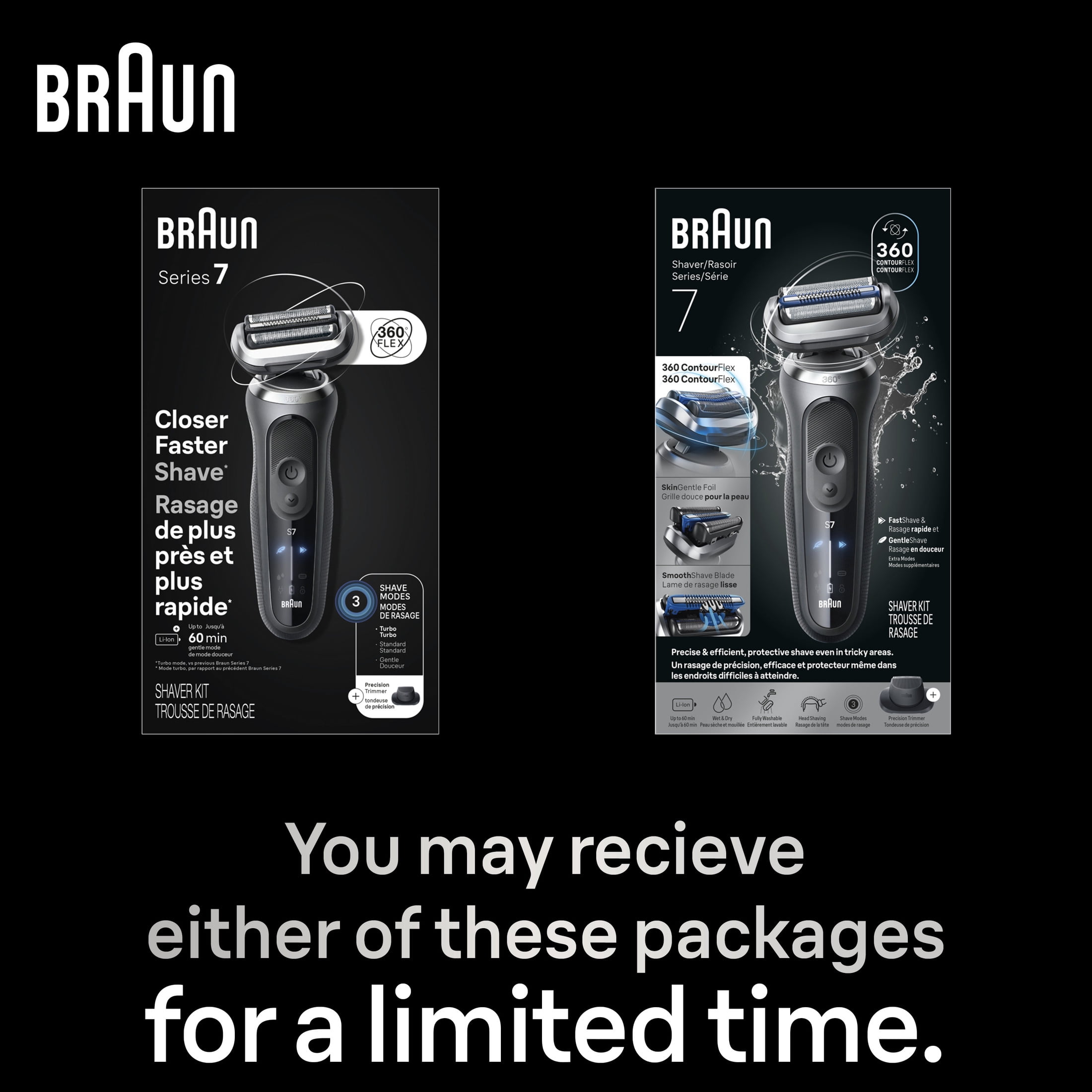 Braun Series 7 Electric Razor for Men, 360 Contour Flex Shaver with Precision Trimmer and Travel Case (Brown, 1 Count) 65wbn