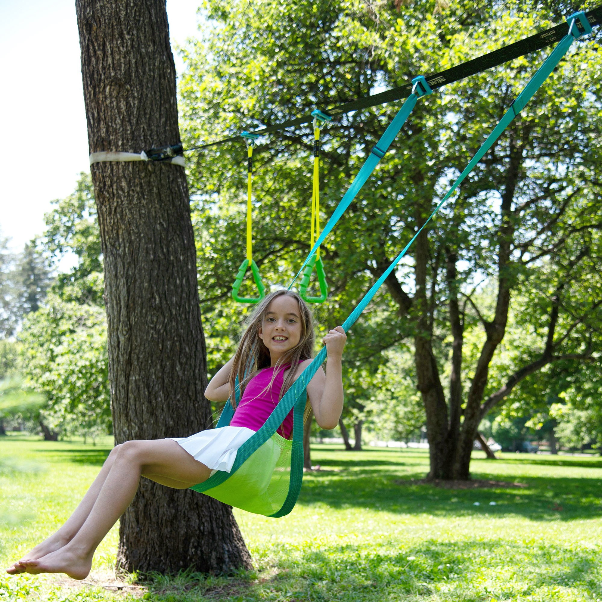 Trelines Swingset Gymnastics Kit with Gym Rings, Trapeze Bar, and 2 Adjustable Swings (36 ft) gv6jq
