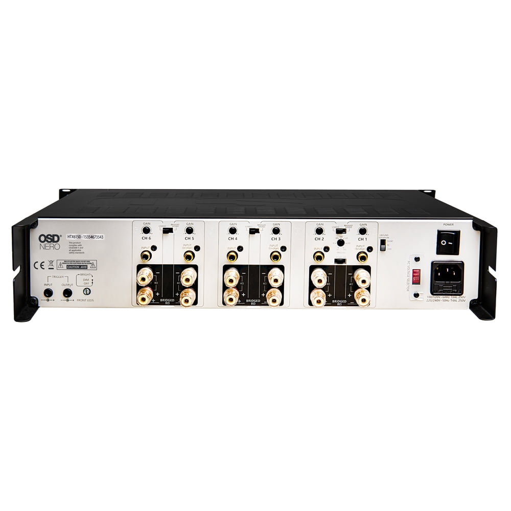 OSD Audio Nero HTX6150 6-Channel Home Theater Amplifier, High-Power Class D Multi-Zone Audio System (Black, 15.16 in x 16.81 in x 3.46 in) aaj5z