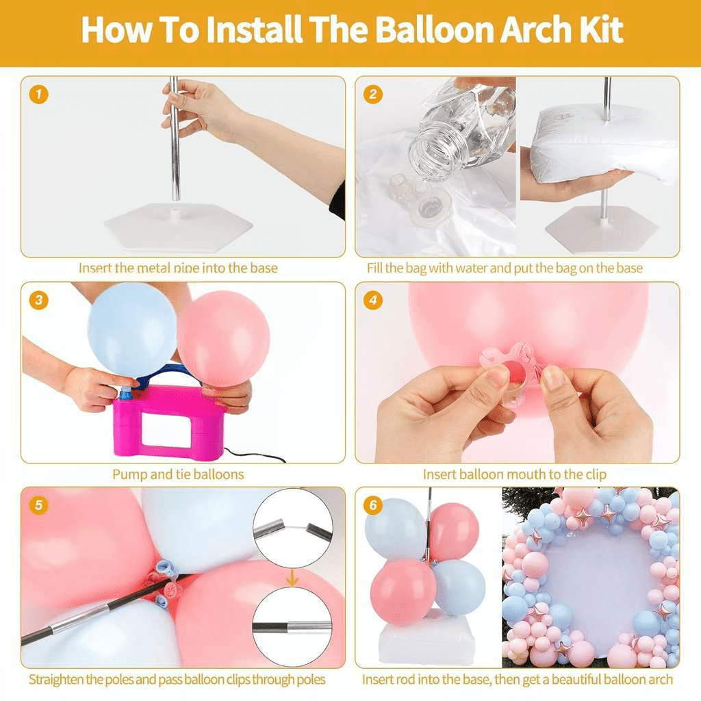 Generic Balloon Arch Kit with Electric Pump, Adjustable Floor Stand, Party Decoration Set (Pink, 10 ft) 4ka05