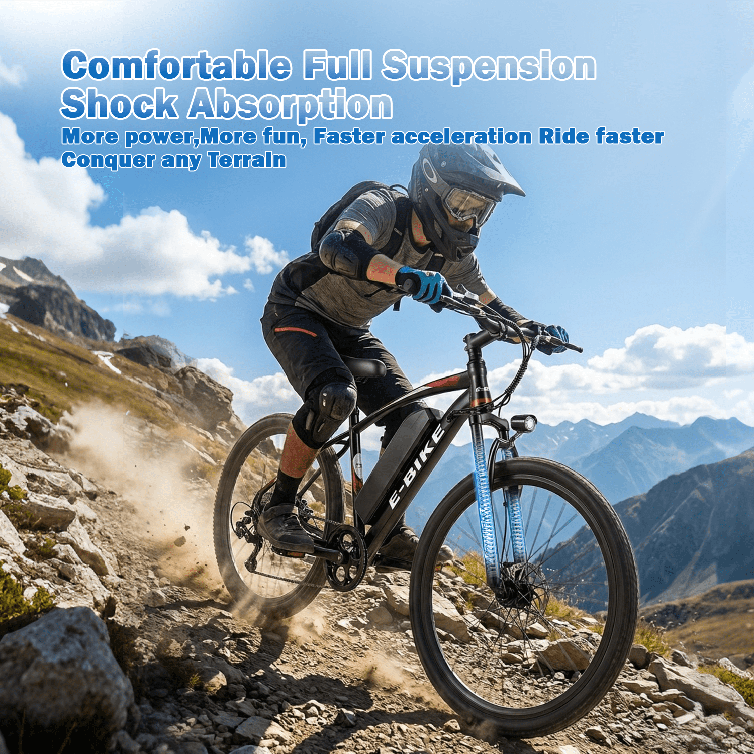 XKJQTA Electric Mountain Bike, 26 in Adult E-Bike with 750W Motor, 576Wh Removable Battery, 7-Speed, Full Suspension (Black, 26 in) tfjm3