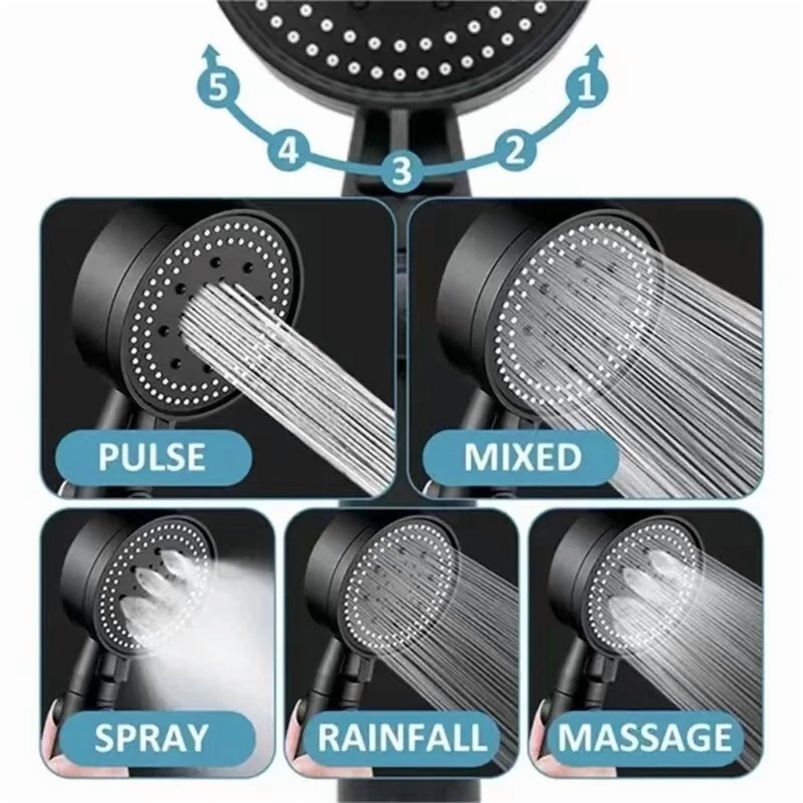 FLINT High-Pressure Shower Head, Multi-Functional Handheld Sprayer with 5 Spray Modes (Chrome, 4 in) 1n2to