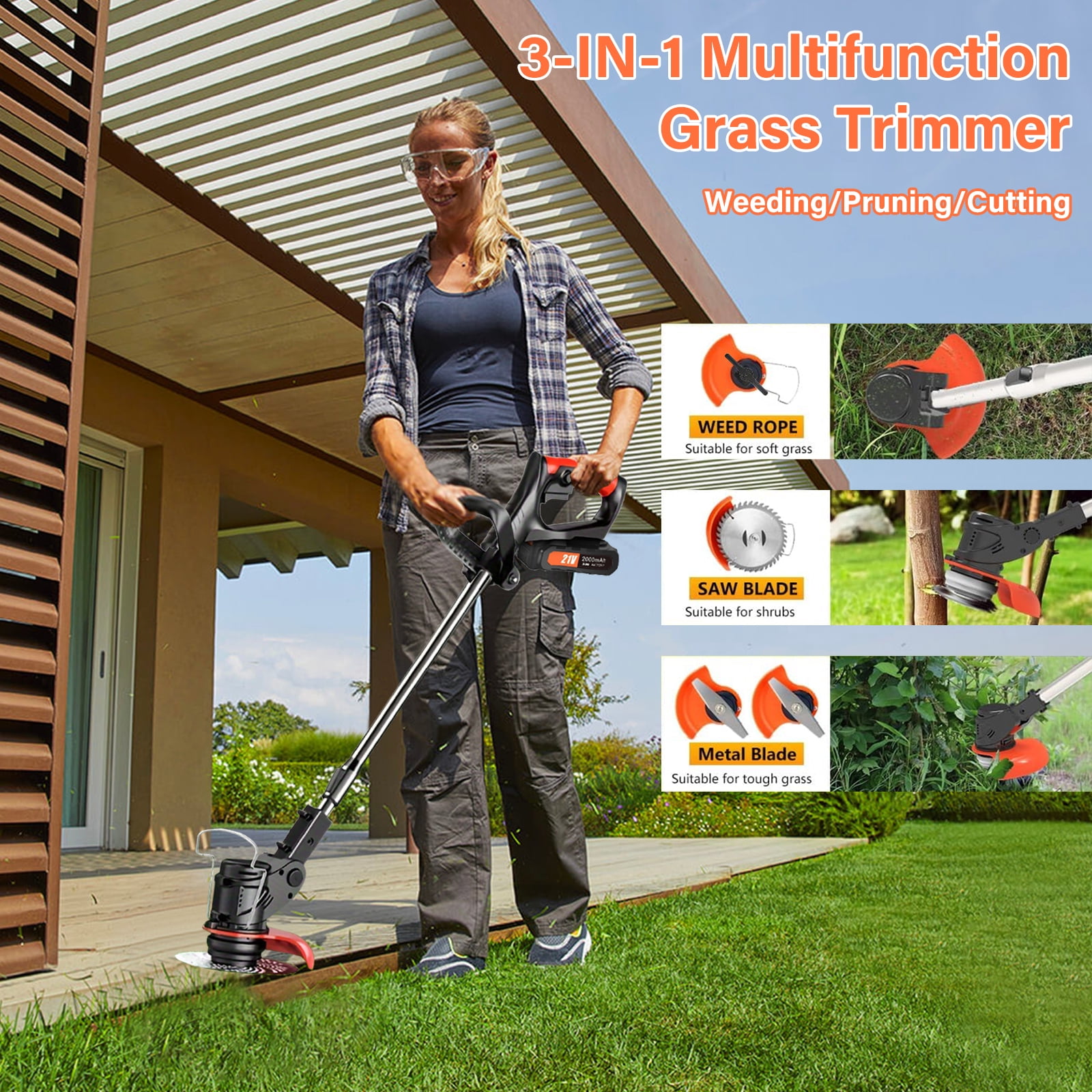 Lemonenergy Cordless Electric Grass Trimmer and Weed Wacker with Dual Batteries (Black, 6 in Cutting Diameter) o4qjk