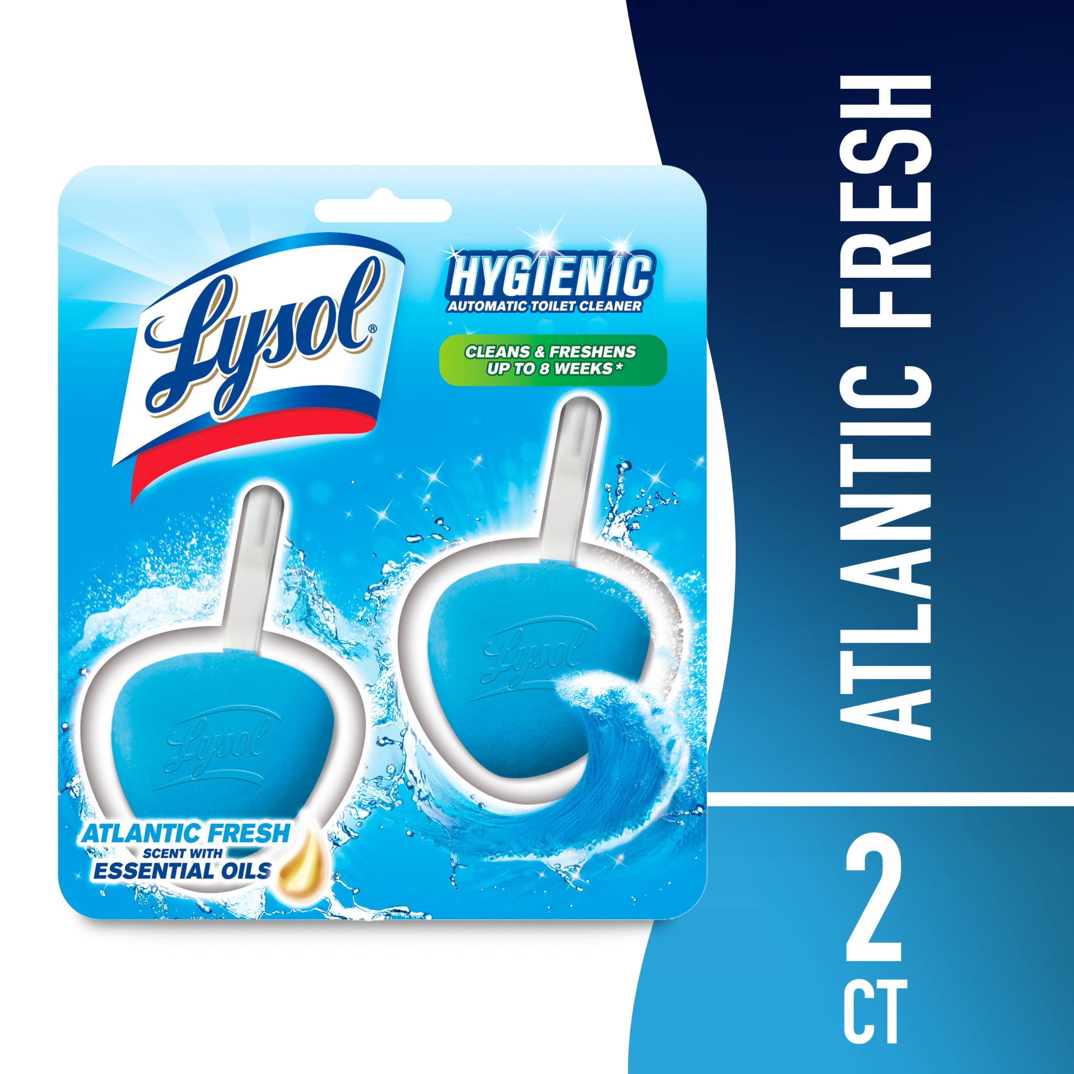 Lysol Automatic Toilet Bowl Cleaner, Long-lasting Freshness and Odor Protection (Atlantic Fresh Scent, 2 Count) nda6g