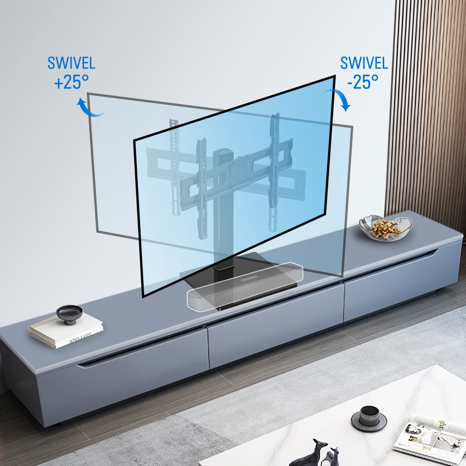 HOMOUNT Universal Table Top TV Stand for 37 in to 75 in Flat Screen TVs (Black, 88 lb) flfdk