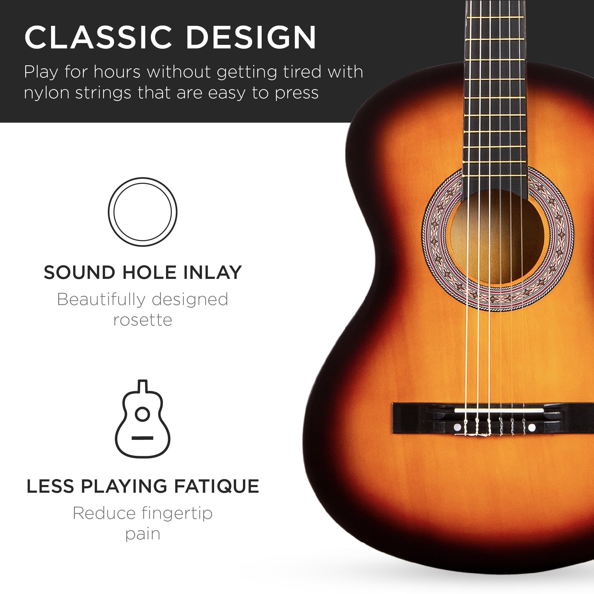 Best Choice Products 38in Beginner Acoustic Guitar Starter Kit with Gig Bag and Accessories (Sunburst, 38 in) cllb3