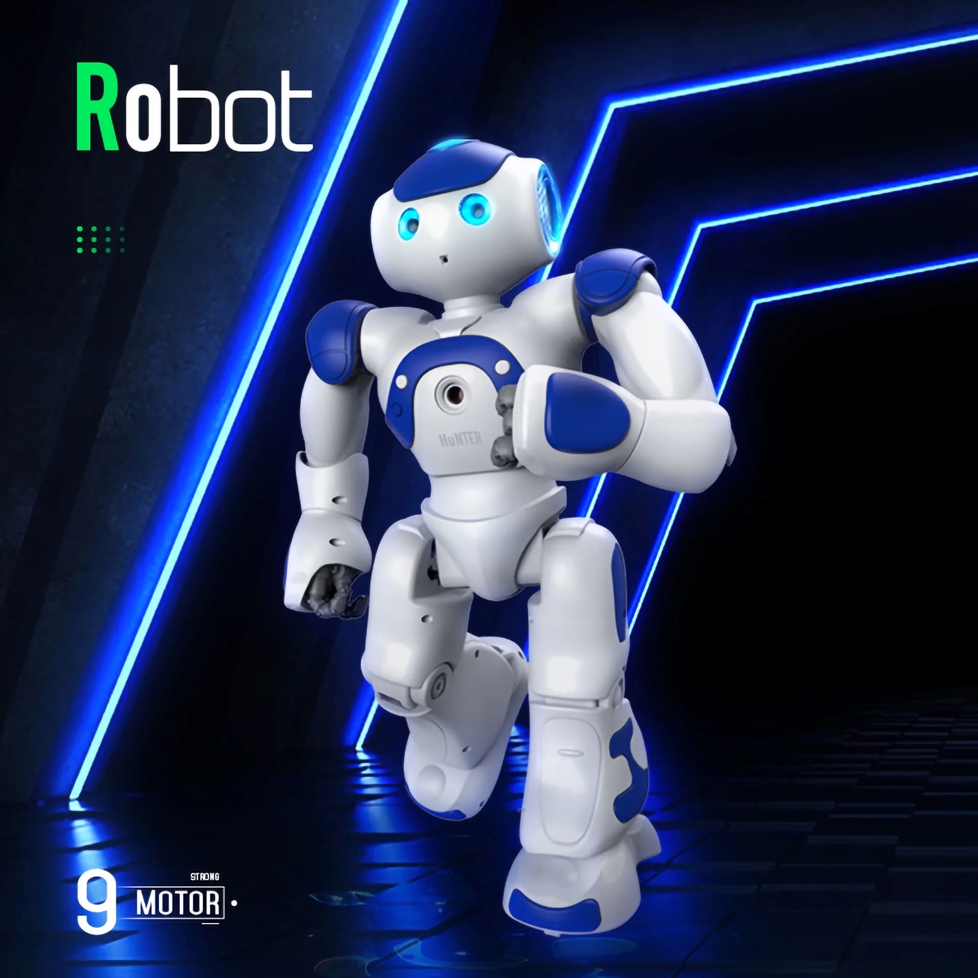 BABYLTRL Smart Remote Control Robot Toy, Interactive Programmable Robot with Voice and App Control (Blue, 19 in) hskco