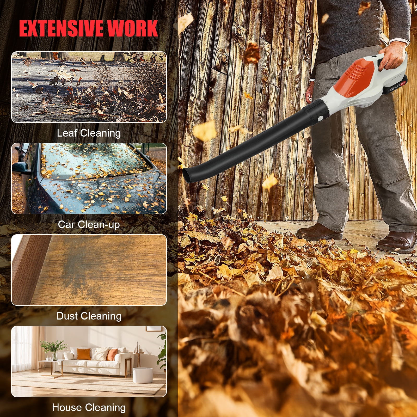 Torio Cordless Leaf Blower, 5-Speed Electric Power Sweeper with 2 Batteries (White, 3.5 lb) y9qve