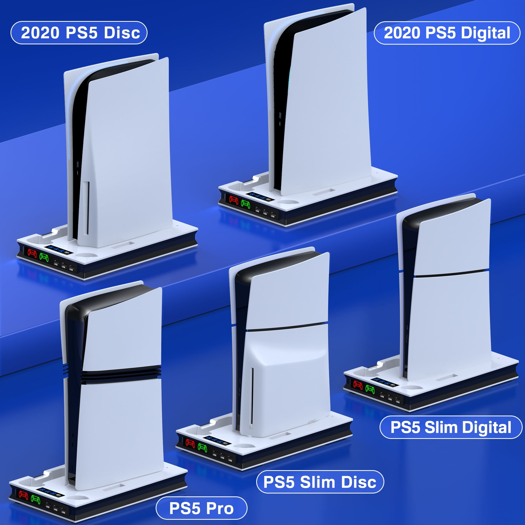 Beboncool PS5 Cooling Stand with Dual Controller Charger Station (White, 1 Pack) v0ex2