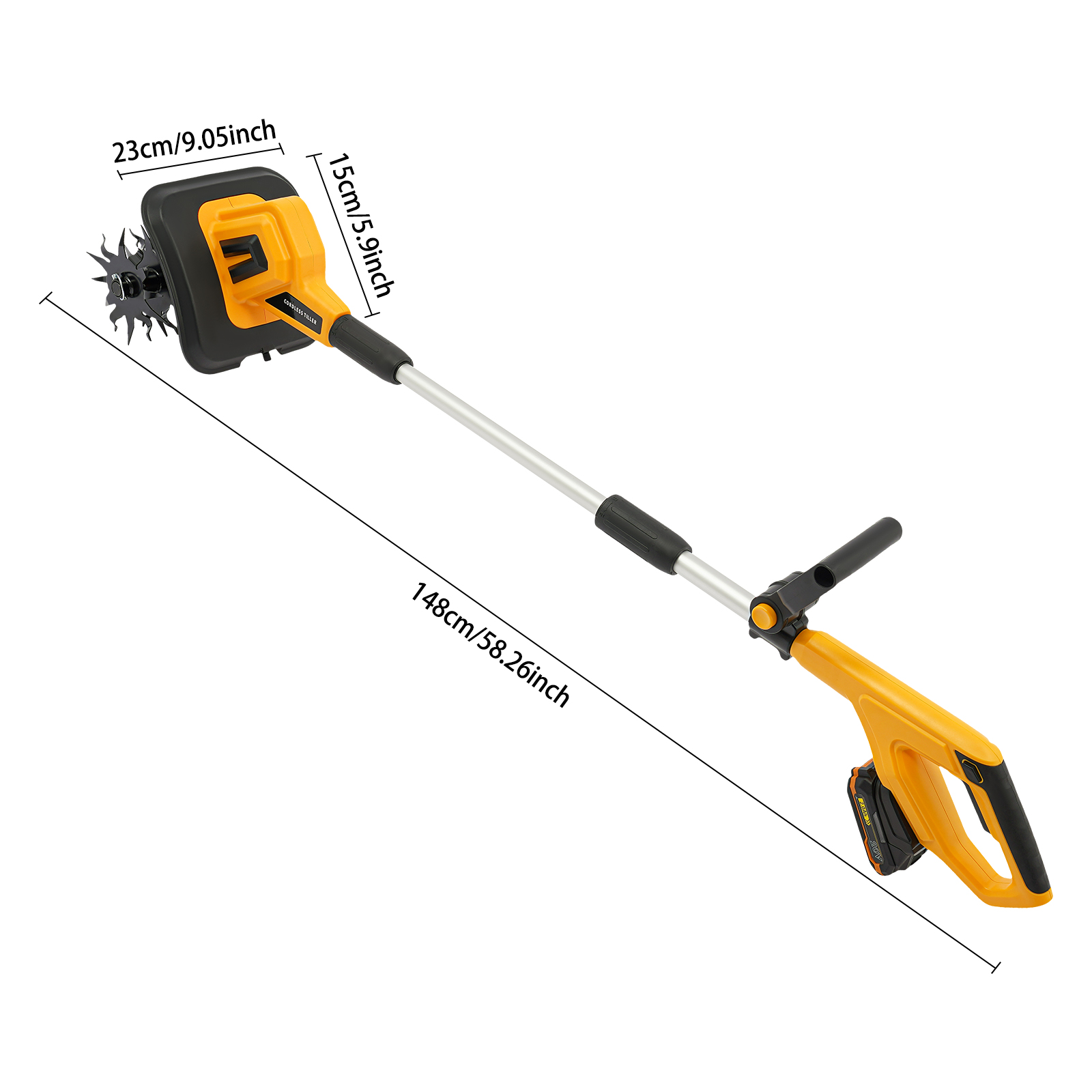 Earthwise 20V Cordless Tiller Cultivator, Electric Garden Soil Tiller with Battery (360 RPM) ey6mc