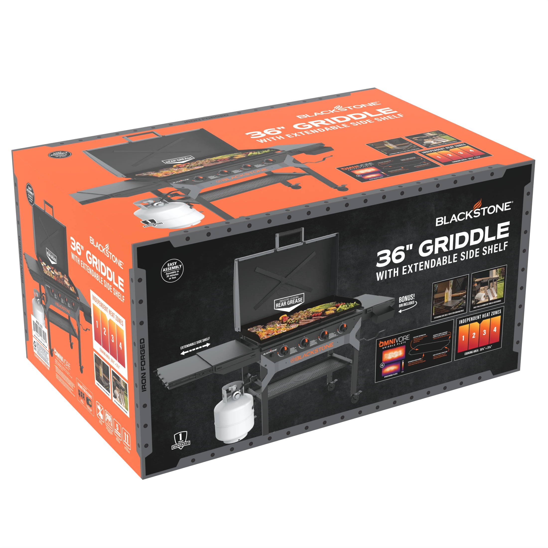 Blackstone Iron Forged 4-Burner Liquid Propane Outdoor Griddle with Hood (Black, 36 in) 46574