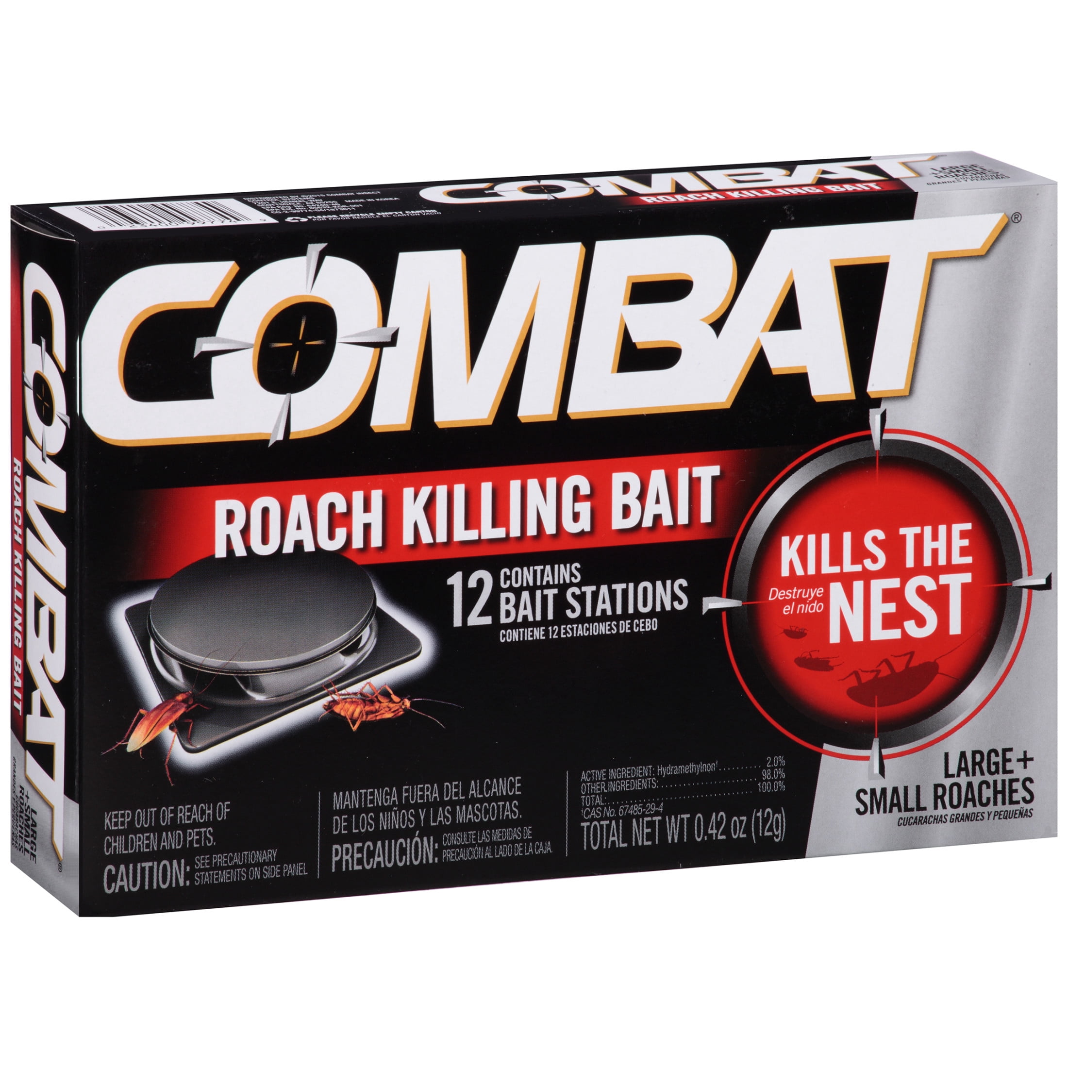 Combat Roach Killing Bait Stations for Small and Large Roaches (12 Count, 10 Pack) xvu9d