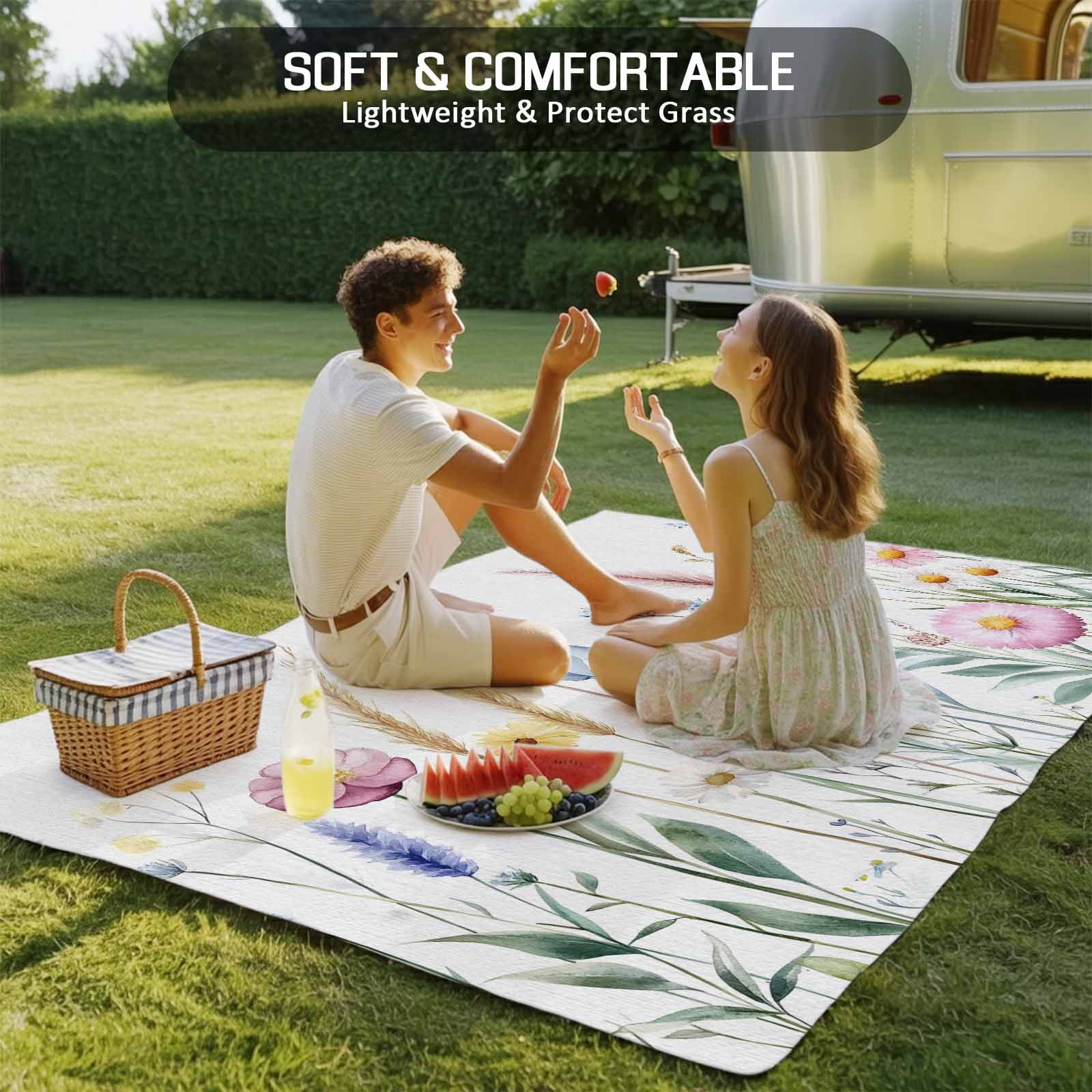 LBCASA Spring Floral Outdoor Rug, Washable Botanical Area Carpet for Patio and Deck (Pink, 5 ft x 8 ft) a1er6