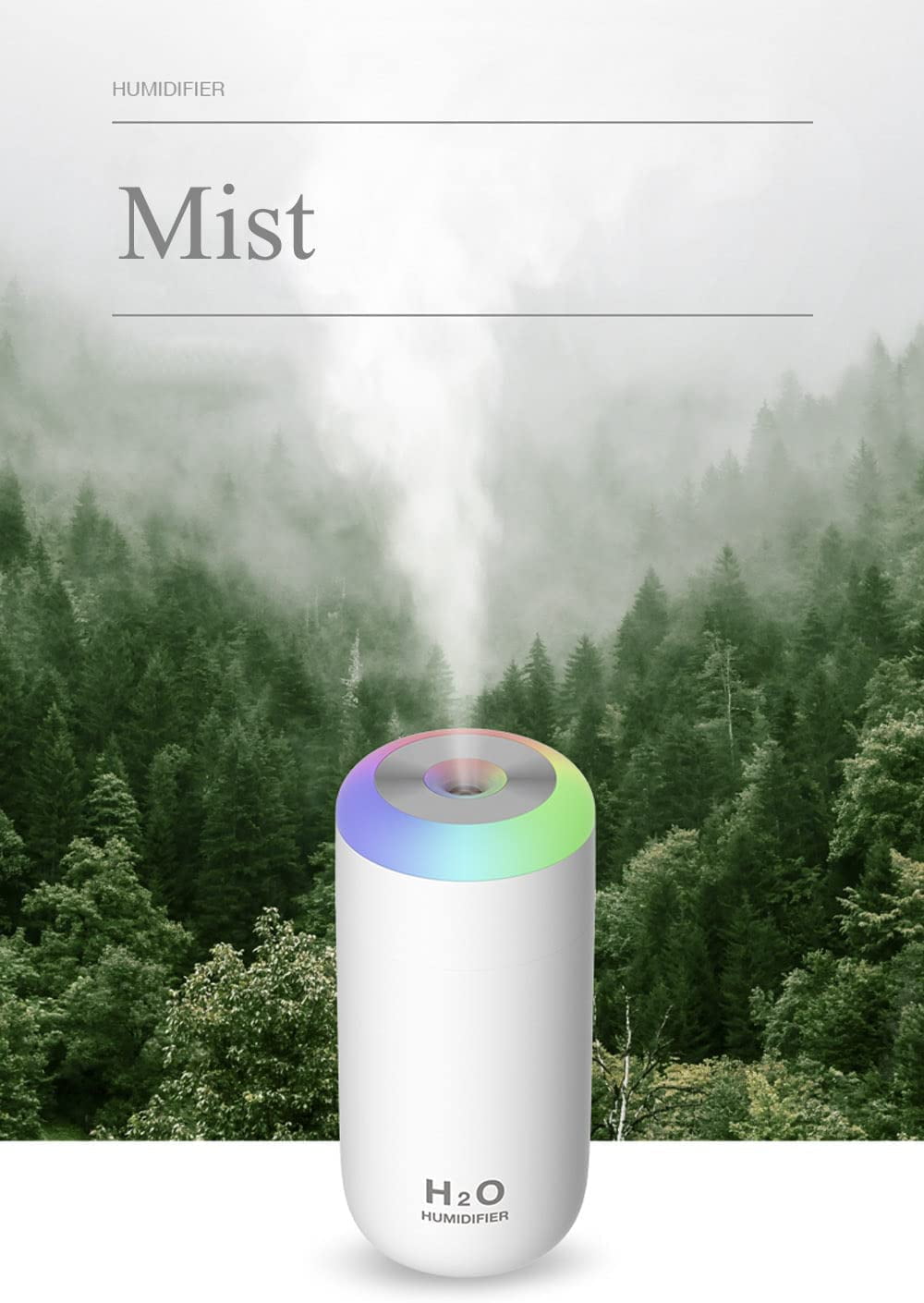 Ozmatip Portable Mini Humidifier, Quiet Cool Mist Desktop Humidifier for Bedroom and Office (White, 16.91 fl oz) enr0w