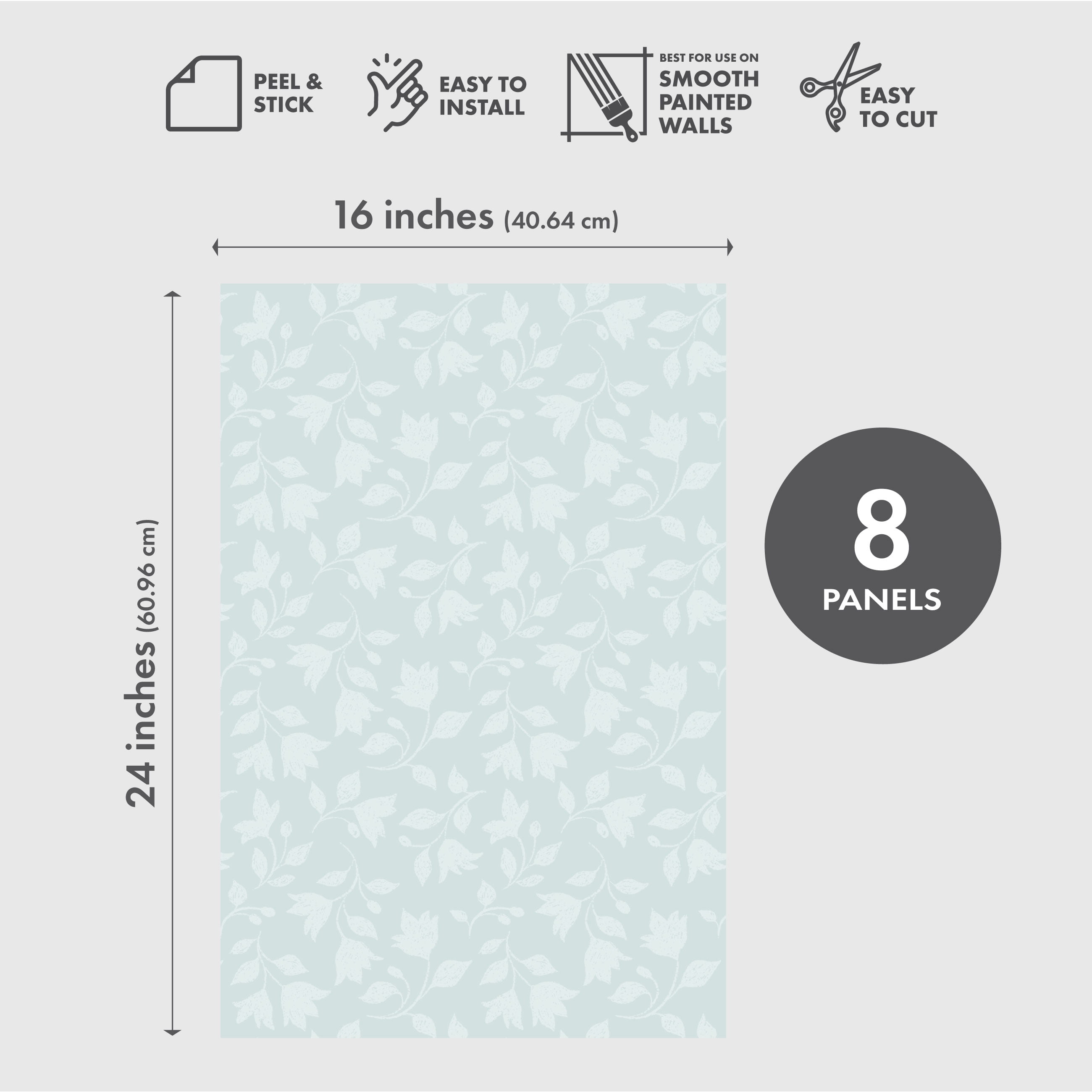 WallWear Peel and Stick Wallpaper Panels, Trail Blazer Design, Removable Vinyl Wall Decor (Blue, 8-Pack, 16 x 24 in) w3ako