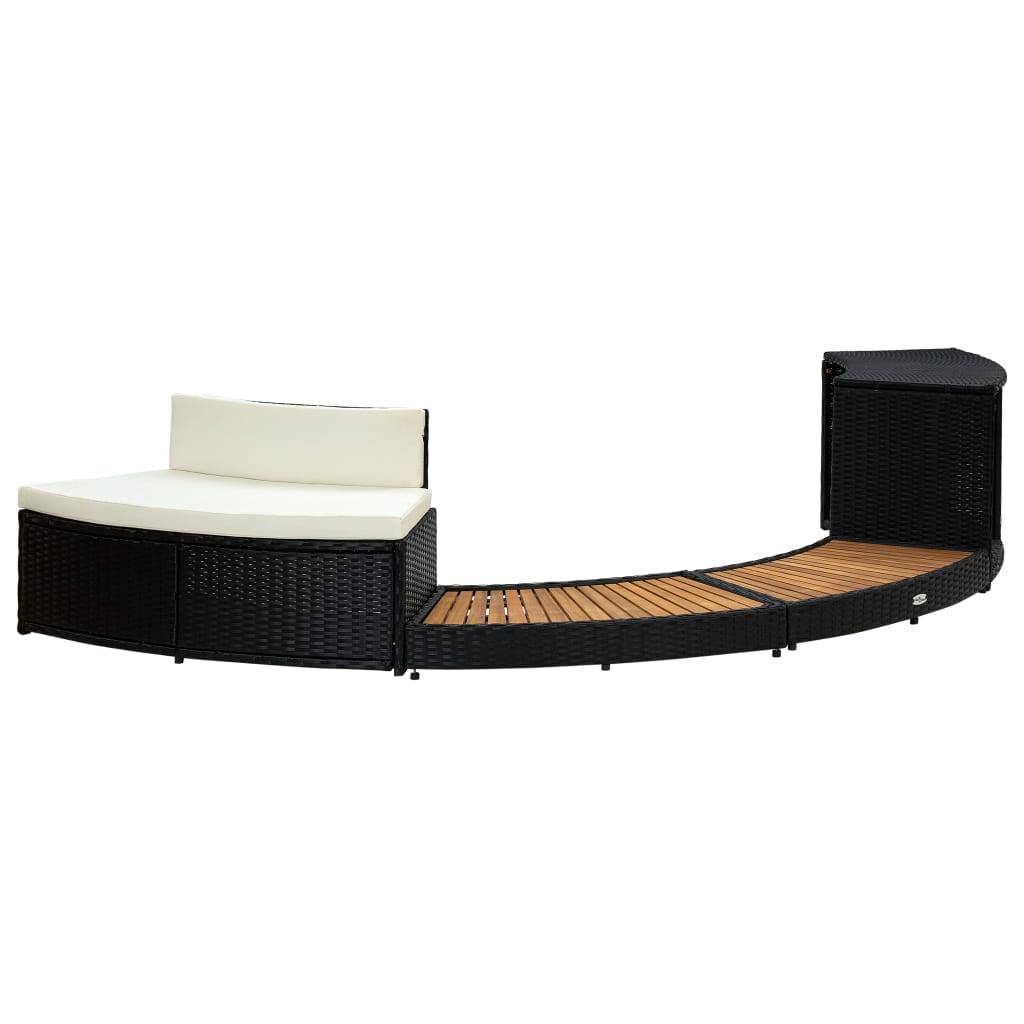 vidaXL Spa Surround Furniture Set with Poly Rattan and Acacia Wood (Black, 113.8 in x 48.8 in x 22 in) wllza