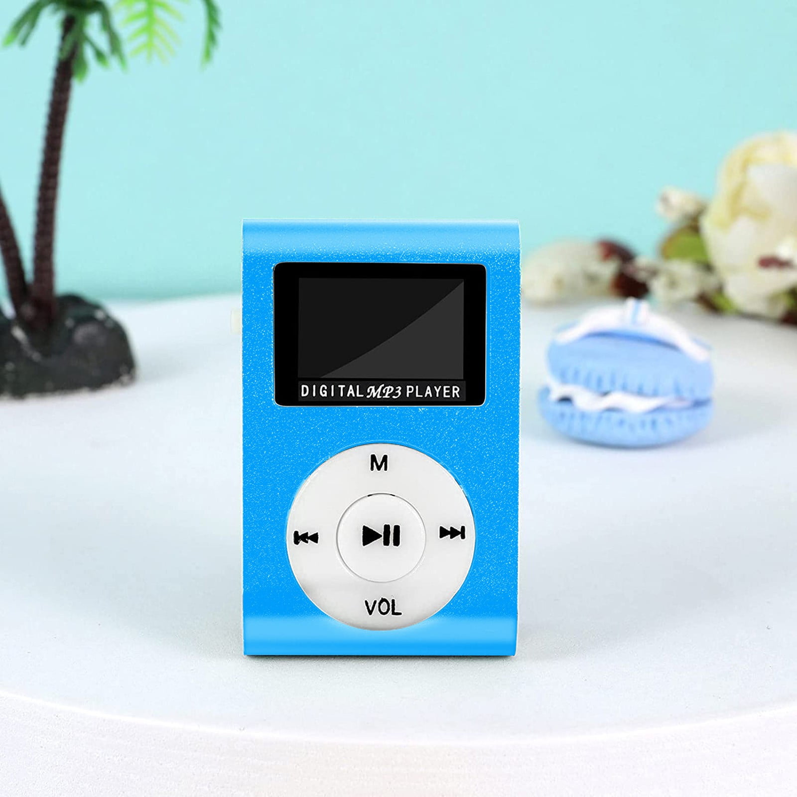 TOPRenddon Portable Mini MP3 Music Player with LCD Screen and Back Clip (Blue, 1 Pack) 4rw94