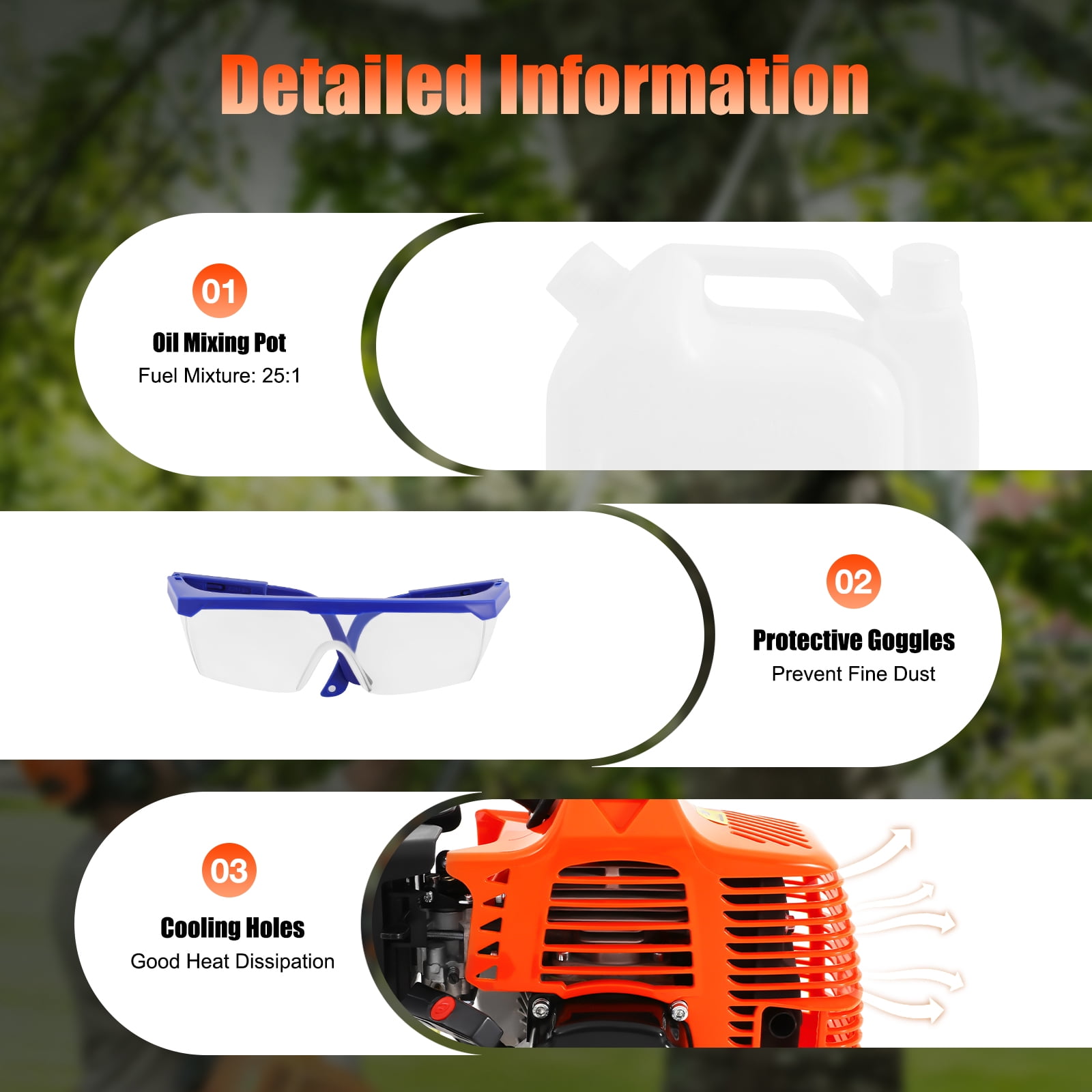 ChicHomey 52CC 2-Stroke Gas Pole Saw Chainsaw, Adjustable Height High Branch Pruner (Orange, 90.55 in) 4ov48