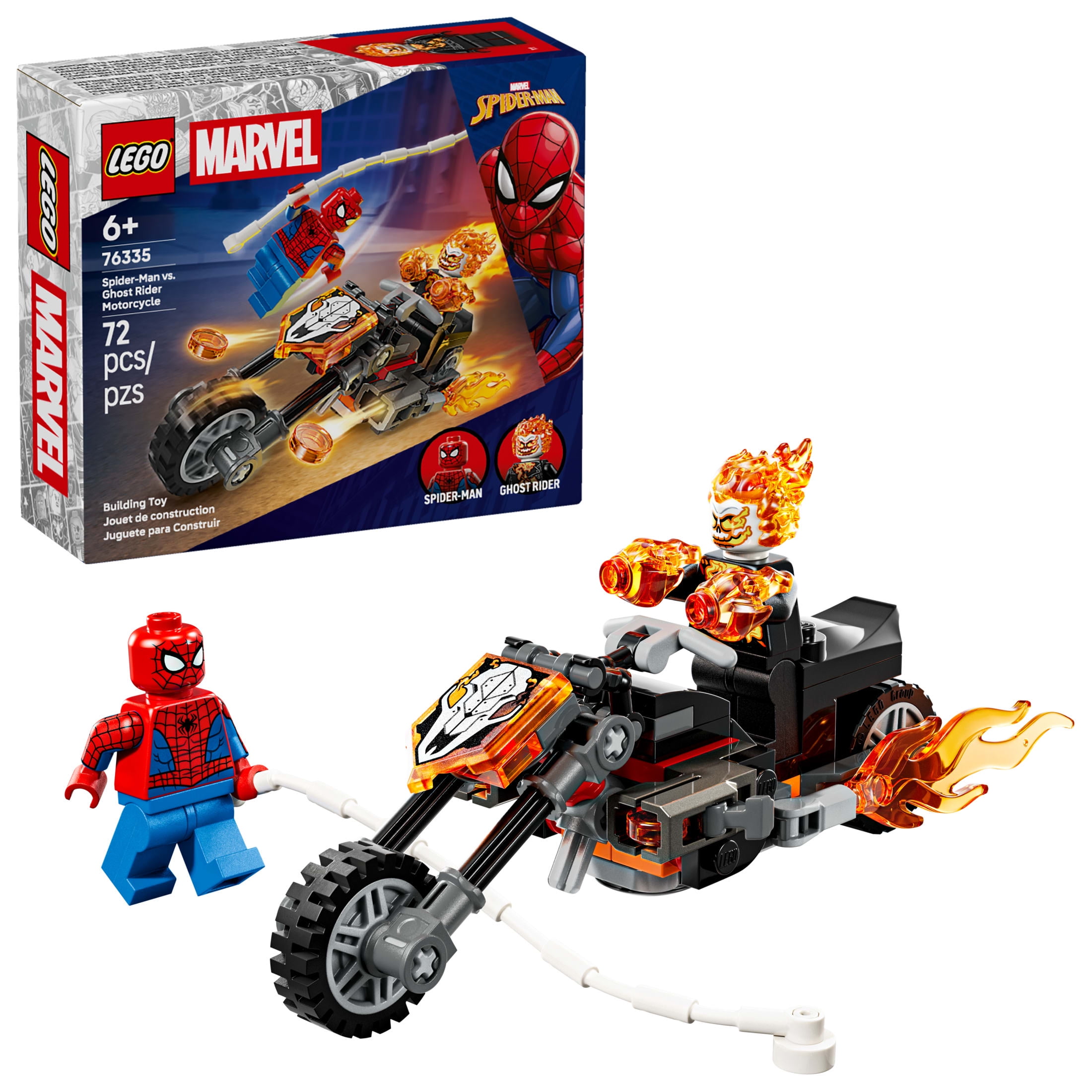 LEGO Marvel Spider-Man vs. Ghost Rider Motorcycle Building Set (72 Pieces) t9e2s