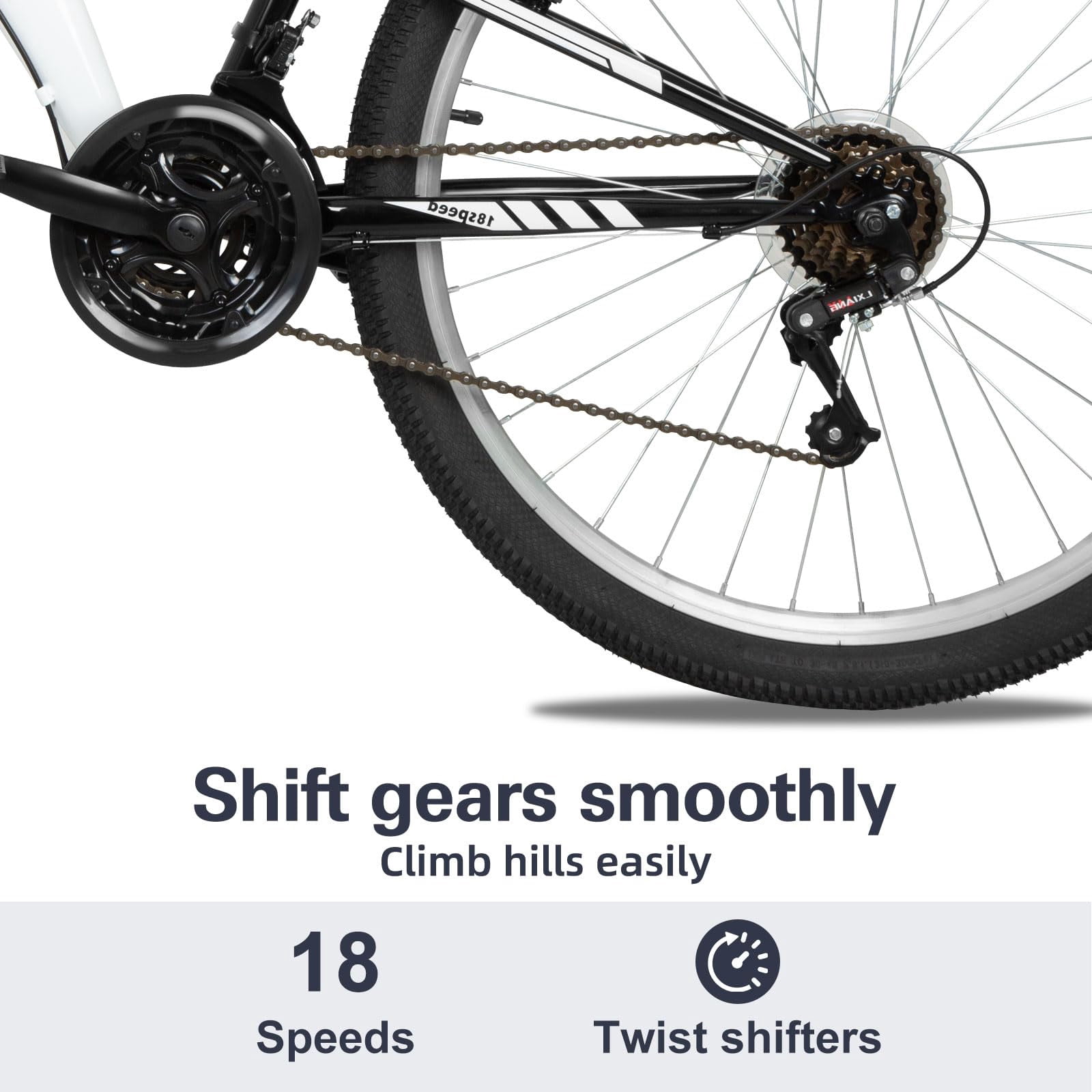 Hykolity 27.5 in Mountain Bike, 18-Speed Full Suspension Off-Road Bicycle for Adults (White, 27.5 in) 595gz
