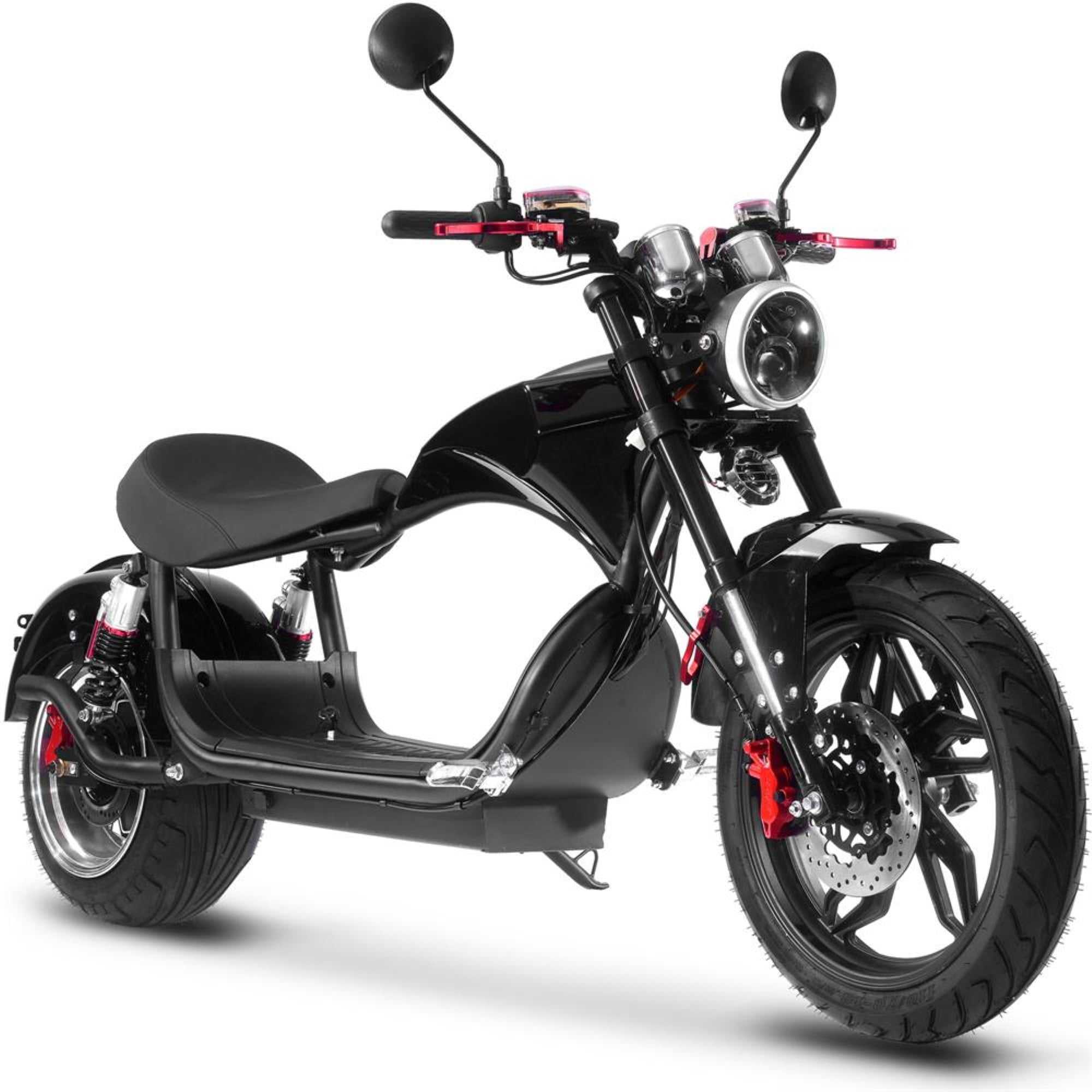 MotoTec Raven 2500W Electric Cafe Motorcycle (Black, 60V 30Ah) drkqj