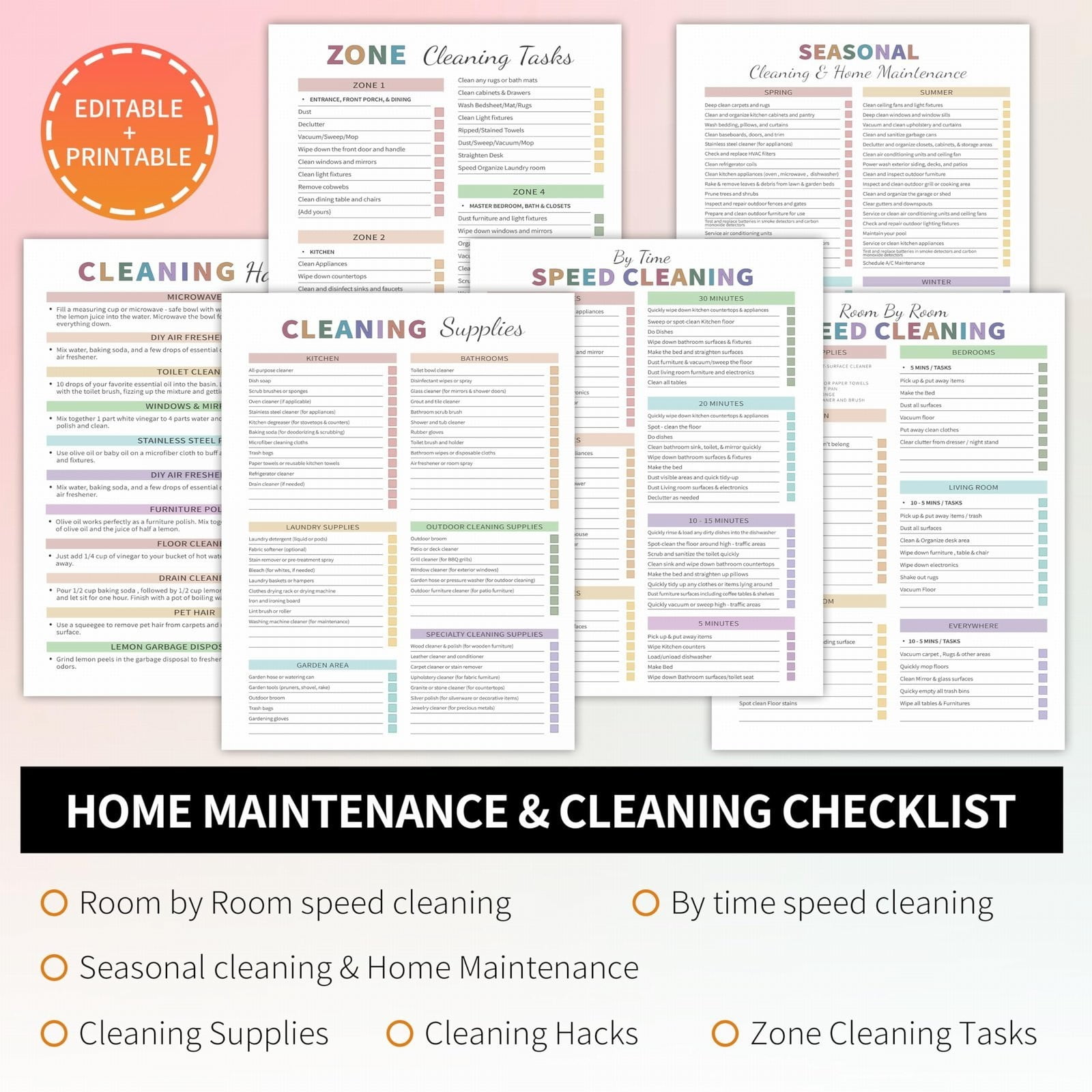 JUTIGUOJI 2026 Cleaning Planner and Household Chore Checklist Notebook (Black, 8.5 in x 11 in) z3ta2