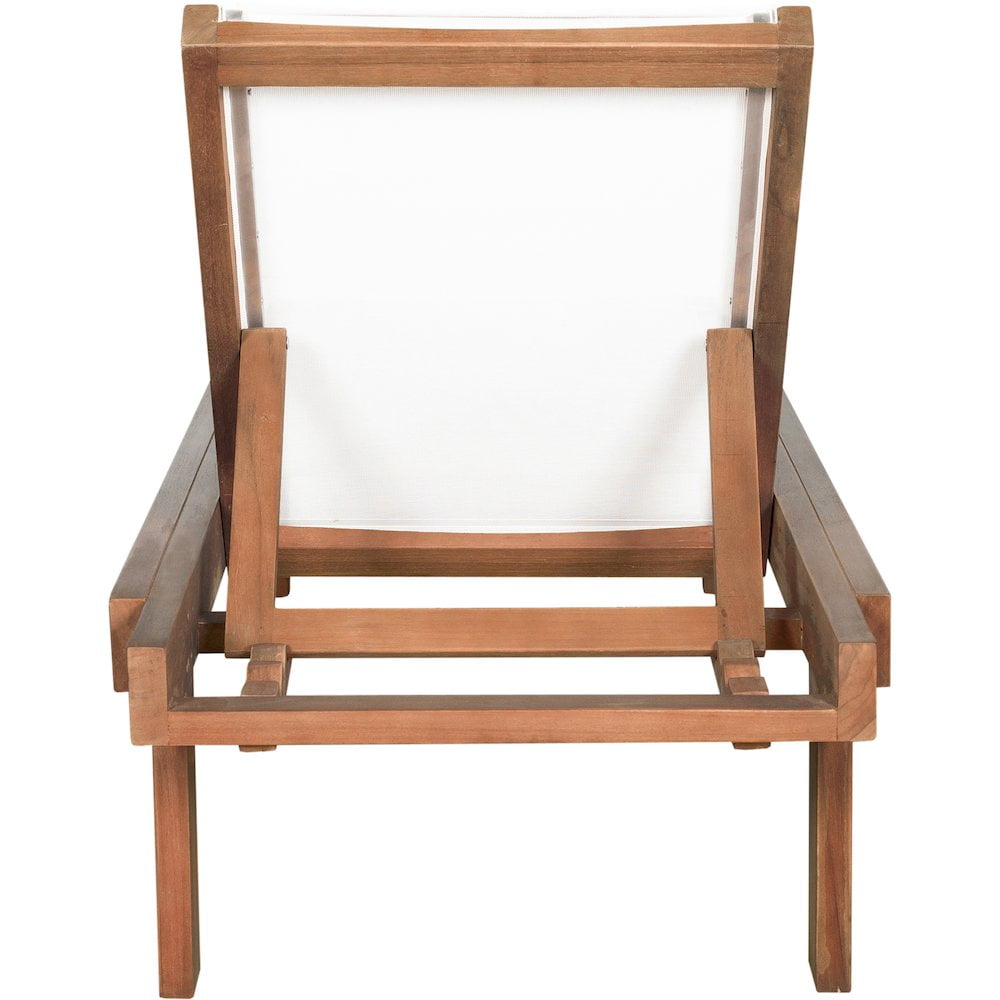 Meridian Furniture Tulum Outdoor Patio Lounger, Adjustable Teak Wood Sun Chair (Off White, 32.6 in) h9n8y