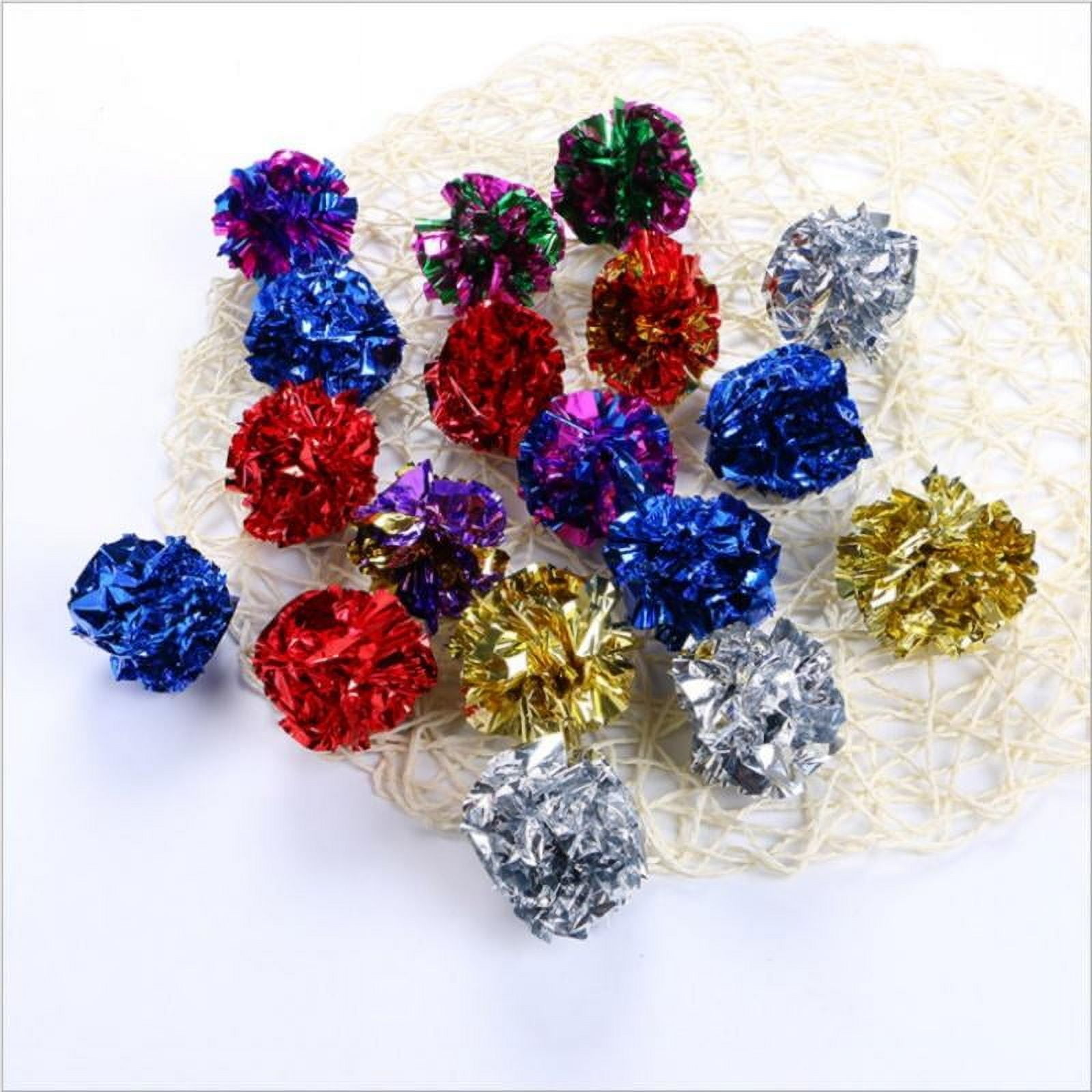 Popvcly Interactive Crinkle Foil Balls for Cats, Pet Sound Toys for Exercise and Play (Multi-color, 12 Pack) m8ggk