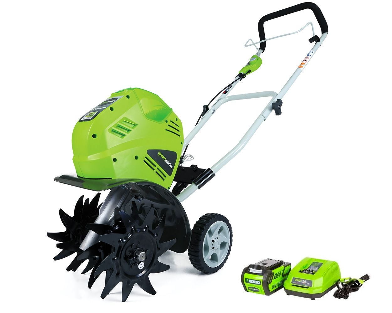 Greenworks 40V Cordless Cultivator and Tiller with 4.0Ah Battery and Charger (Green, 10 in) adbmh