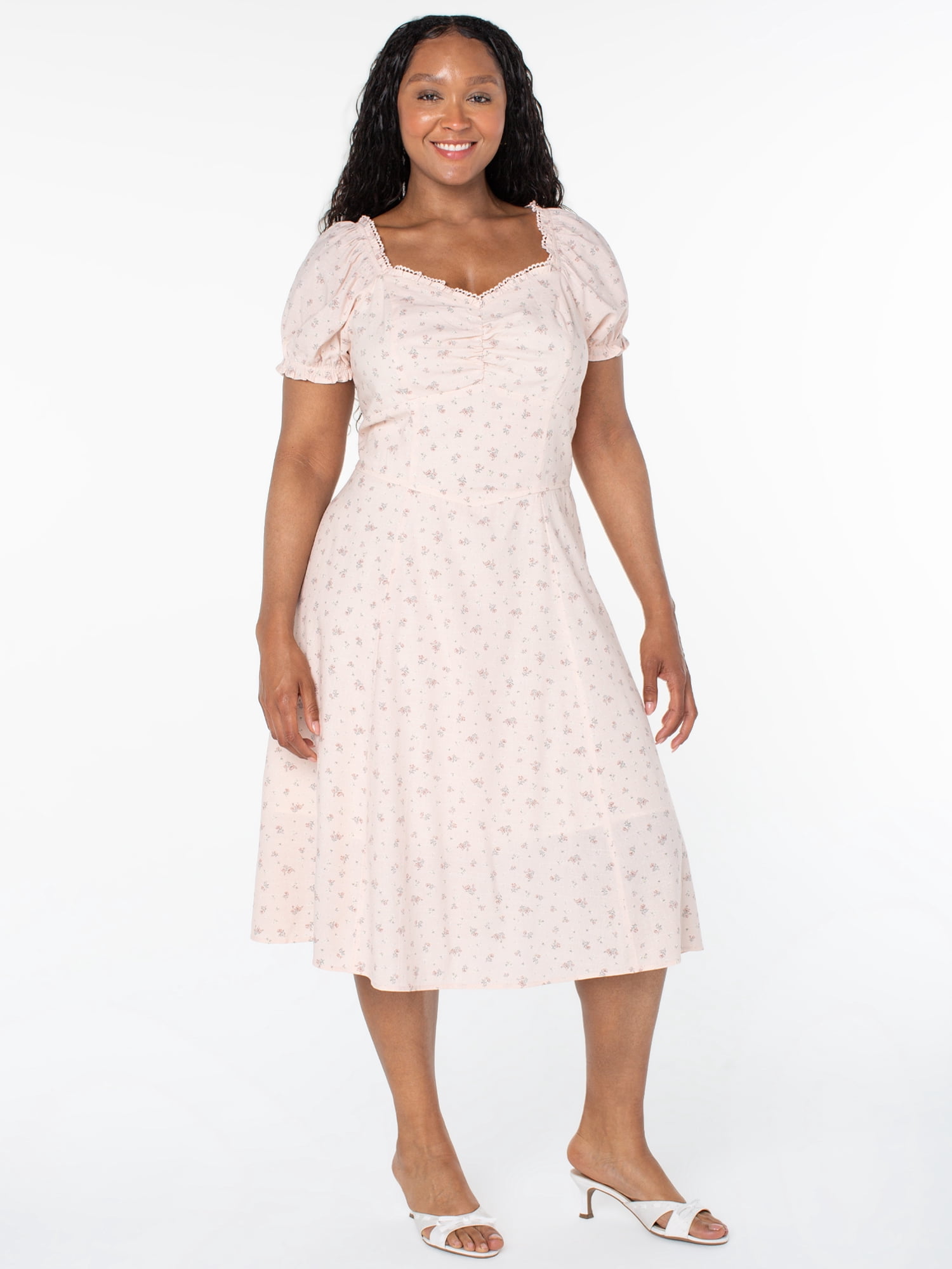 Celebrity Pink Women's Puff Sleeve Midi Dress (Pink, XS) 9anrq