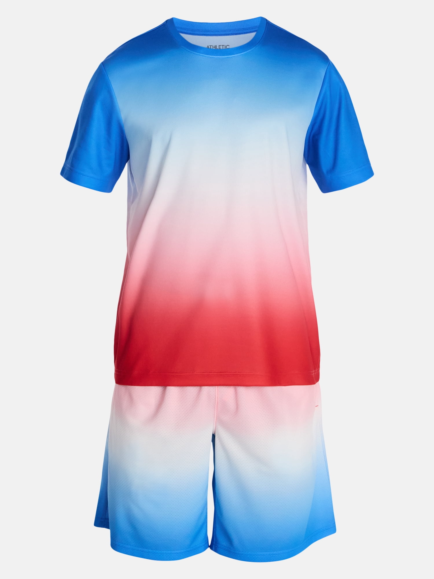 Athletic Works Men's Ombre Mesh Performance Tee (Blue/Red, XS-4XLT) 1lnoy