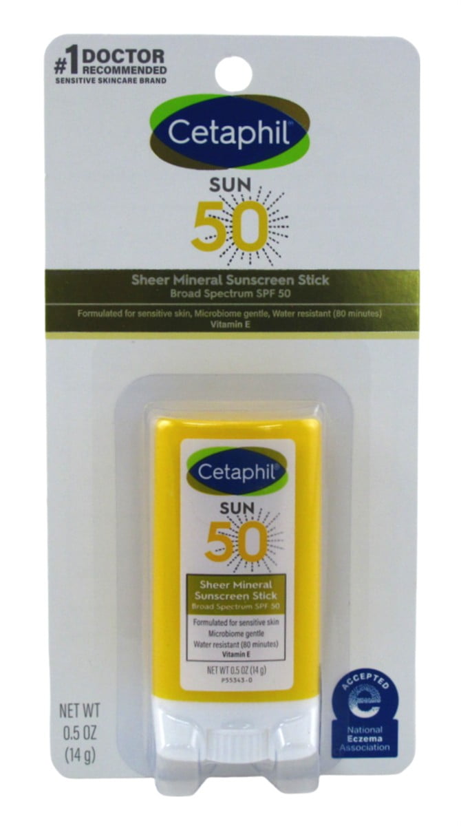 Cetaphil Sun SPF 50 Sheer Mineral Sunscreen Stick for Sensitive Skin (Clear, 0.5 oz, 3 Pack) kq4n4