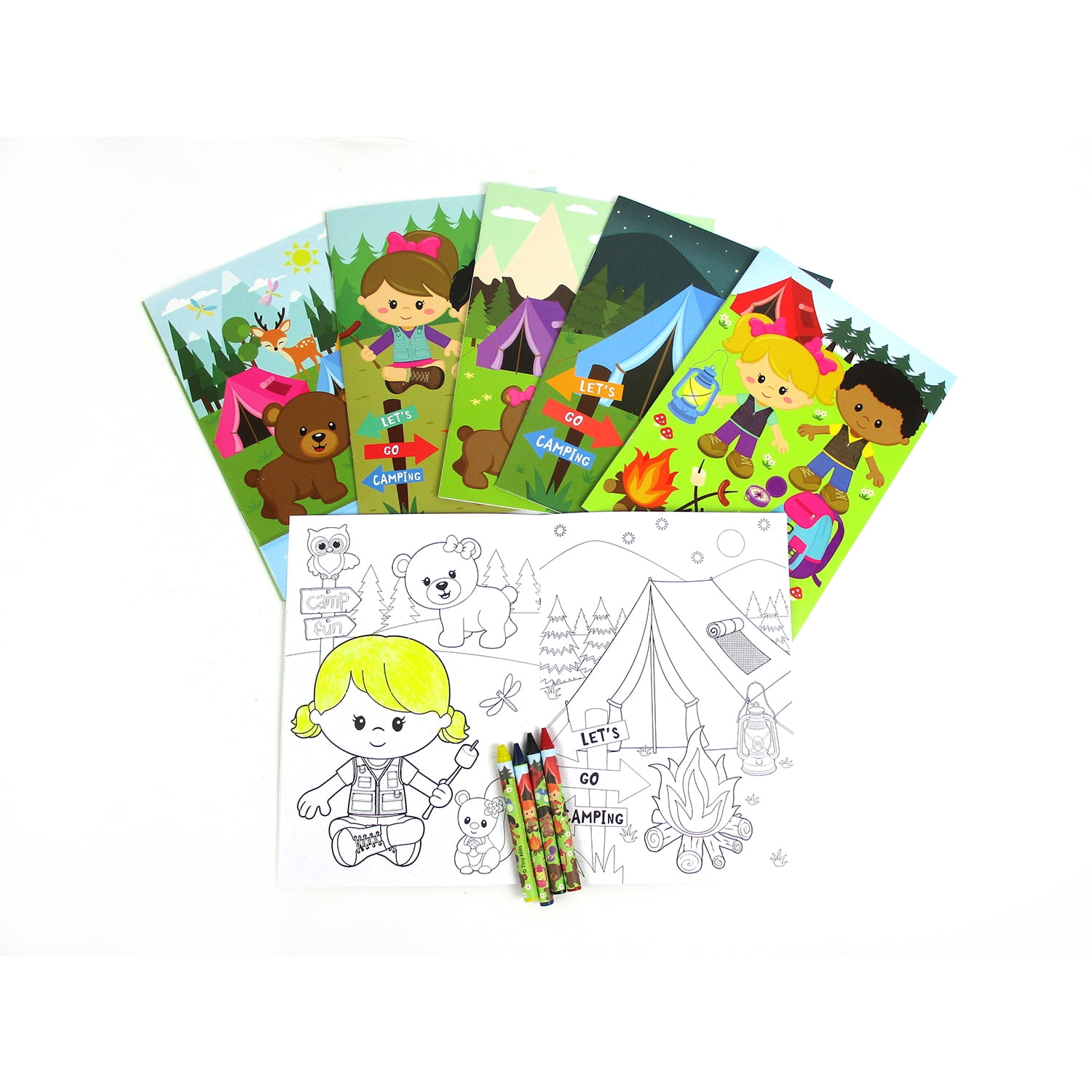 Tinymills Camping Coloring Book Party Favors Set (12 Pack, 9 in x 7 in) bqqvt