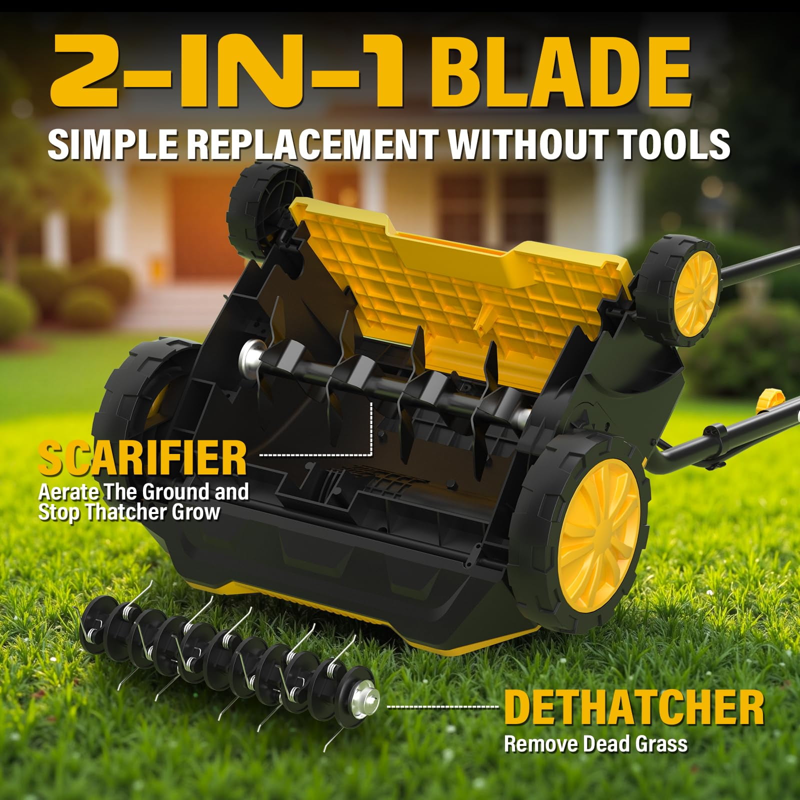ZEGJAW Electric Dethatcher and Scarifier, 2-in-1 Lawn Thatch Remover with 4-Position Depth Adjustment (13 in, 12 Amps) 0bdvu