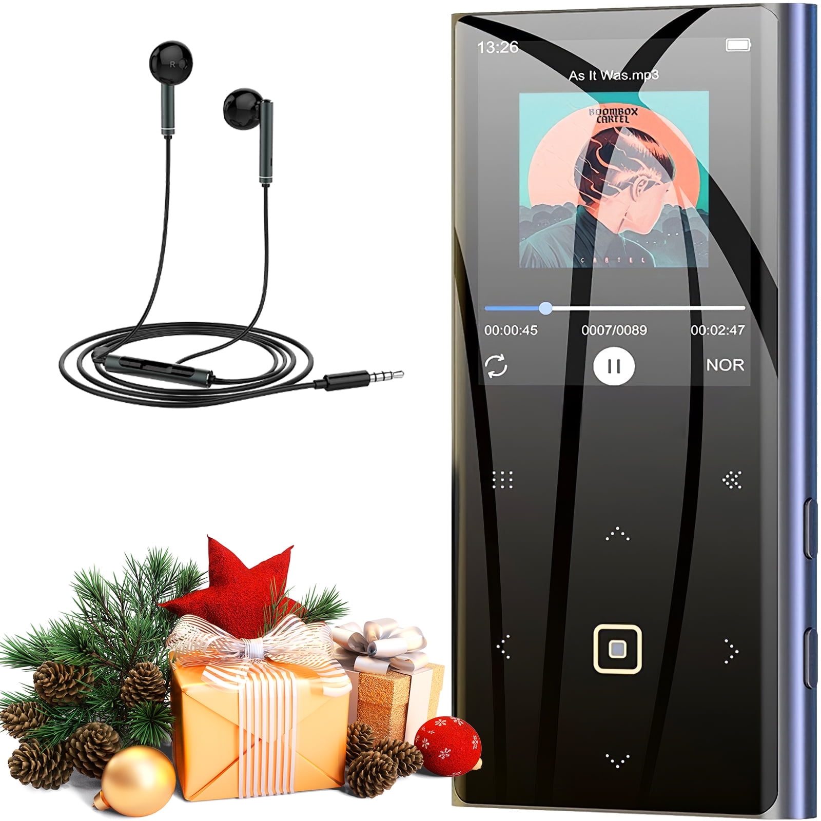 OAZOUF 32GB MP3 Player with Bluetooth 5.0, Portable Digital Music Player with 2.4 in Color Screen, FM Radio, Voice Recorder (Black, 32GB) p1afd