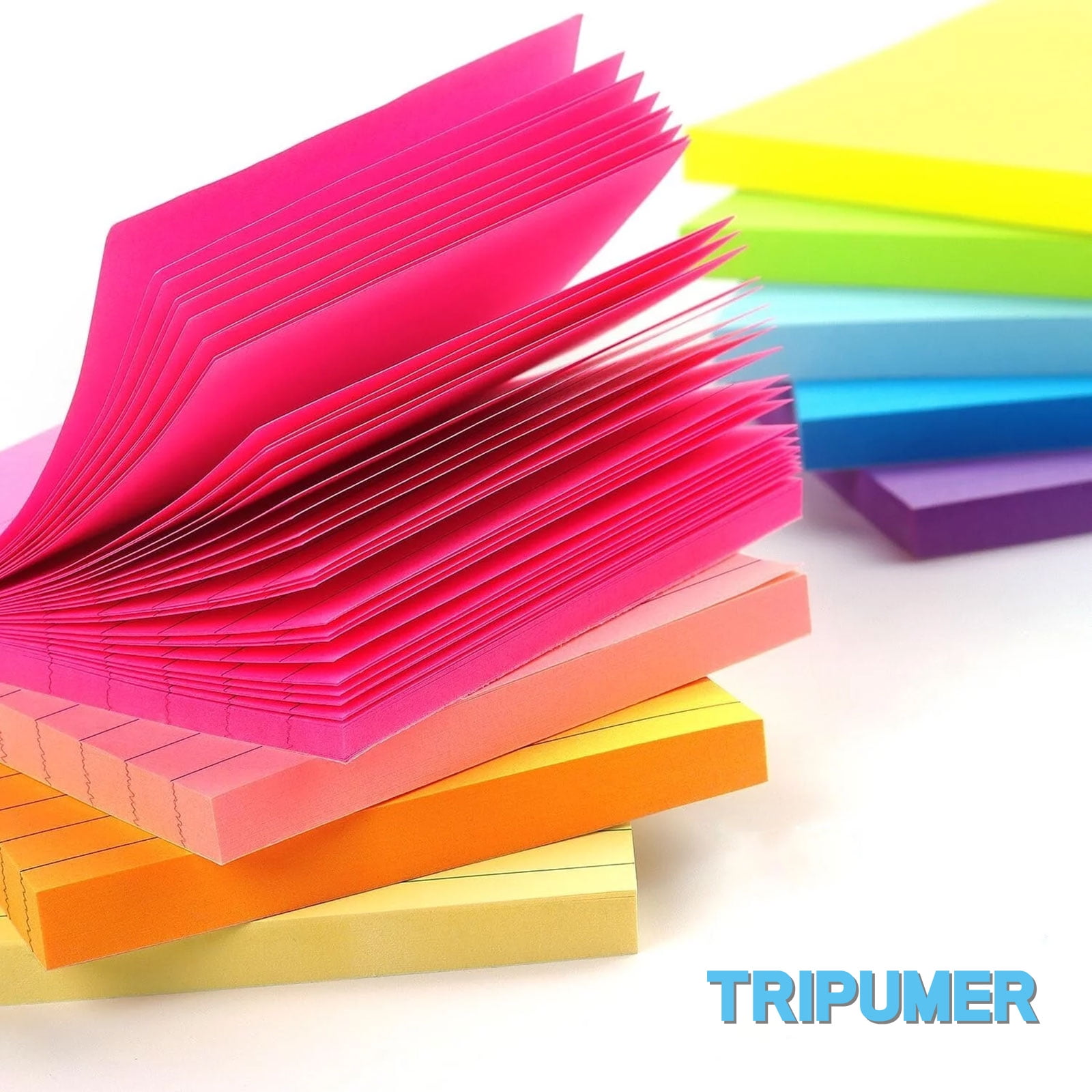 HengBO Lined Sticky Notes Ruled Self-Stick Memo Pads (Assorted Colors, 3 in x 3 in, 8 Pack) 3mza1
