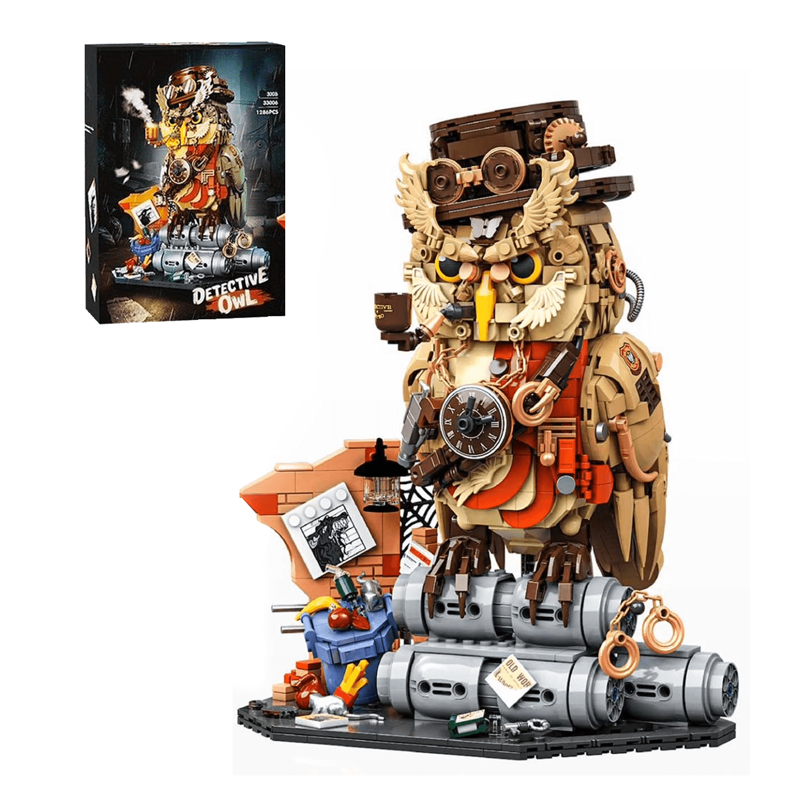 Honchoes Detective Owl Building Blocks Set, Animal Bird Model Construction Kit (1286 Pieces) zf6hx