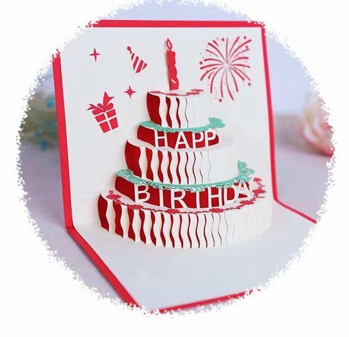 FLINT 3D Pop-Up Love Cake Greeting Card for Wedding Valentines and Birthday (One Size) 69sxe