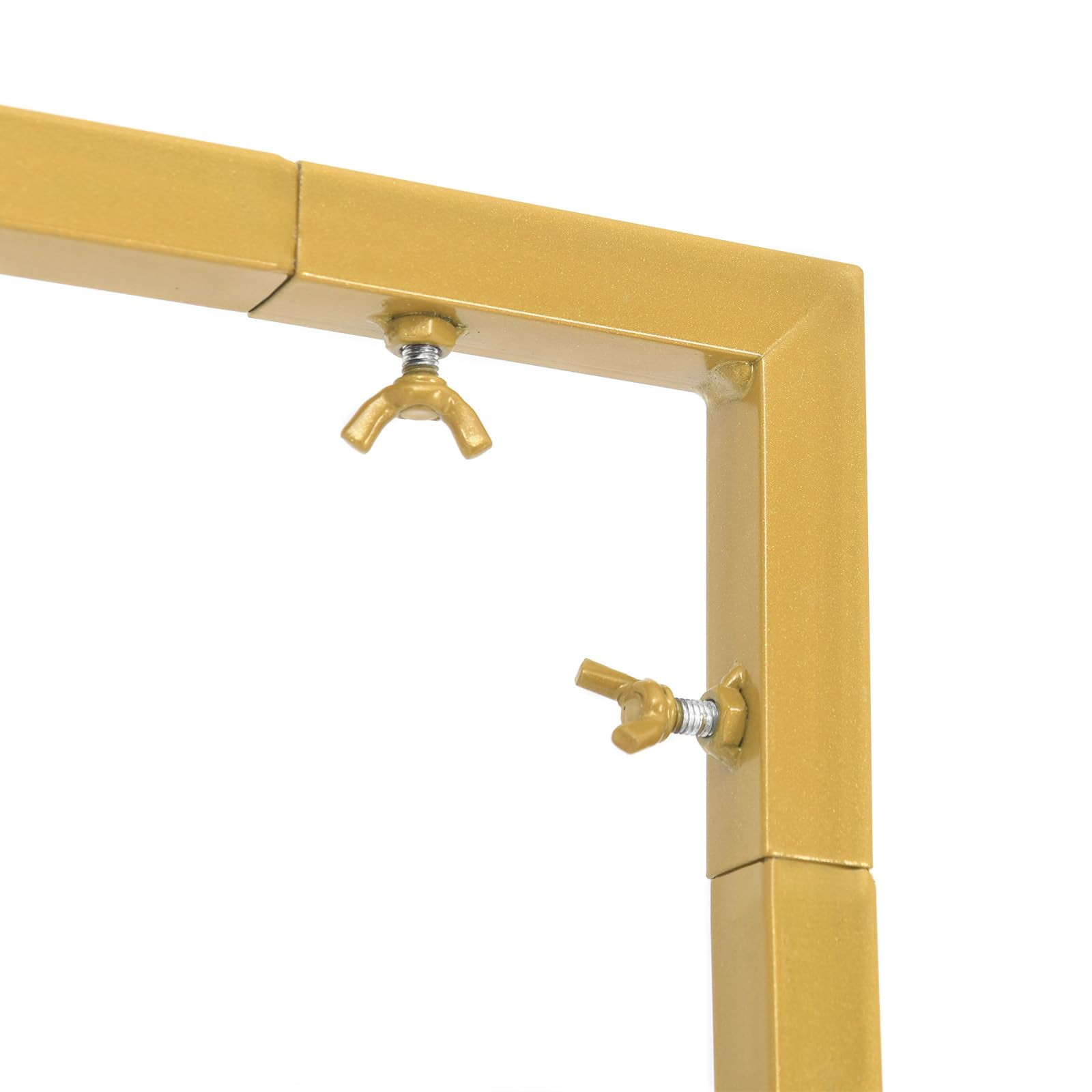 VINCIGANT Square Wedding Arch Backdrop Stand, Heavy-Duty Metal Frame for Floral Balloon Displays (Gold, 6.6 ft x 6.6 ft) diarb