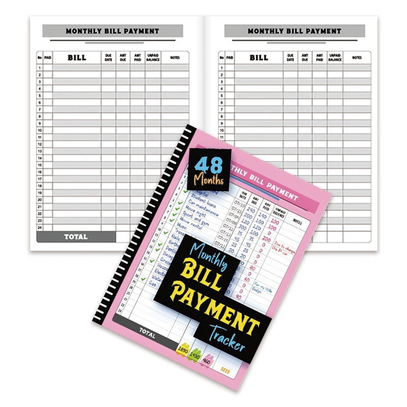Generic Monthly Bill Payment Tracker (48 Months Expense and Debt Payoff Planner) l5h8x