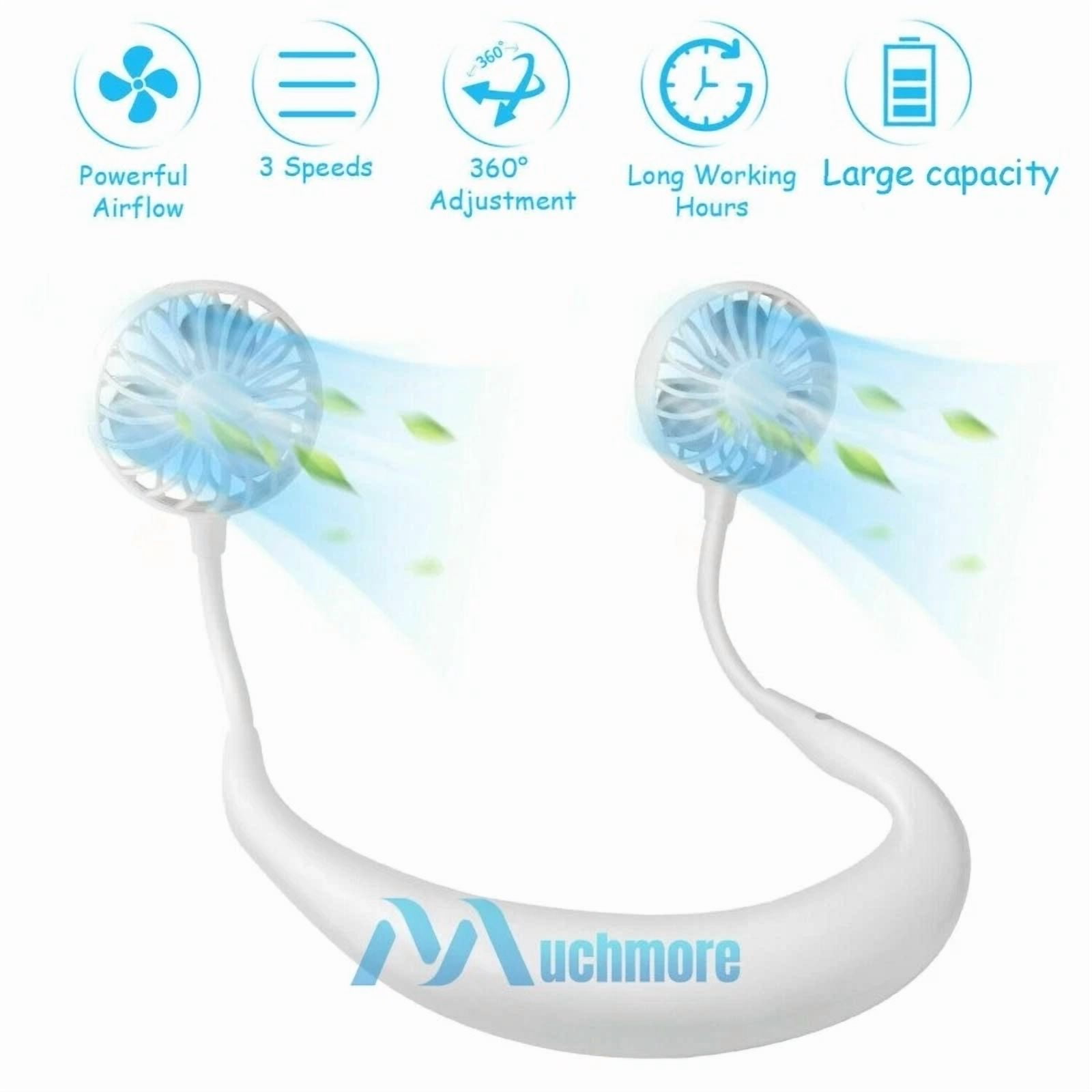 Rhea Portable Hanging Neck Sport Fan, Hands-Free Rechargeable Personal Cooling Fan (3 Speeds, 1 Pack) vscmj