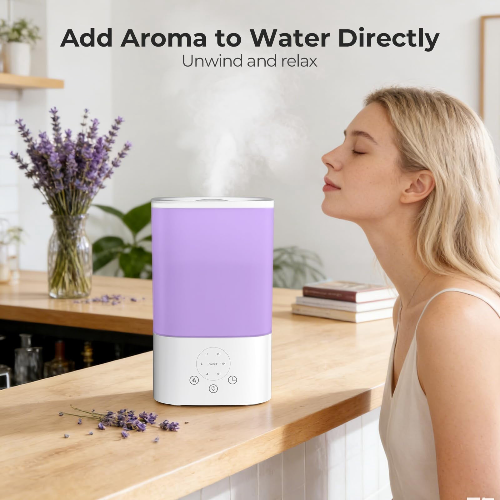 Auseo Cool Mist Humidifier, Ultrasonic Air Purifier with 7-Color LED Night Light, Top-Fill Design (White, 108 fl oz) y12m7