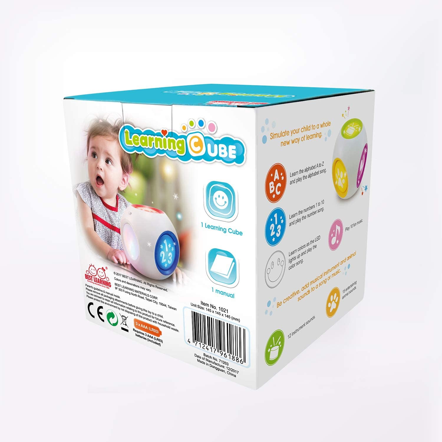 BEST LEARNING Interactive Learning Cube Educational Activity Toy for Infants (White, 6 in x 6 in x 6 in) dd3up