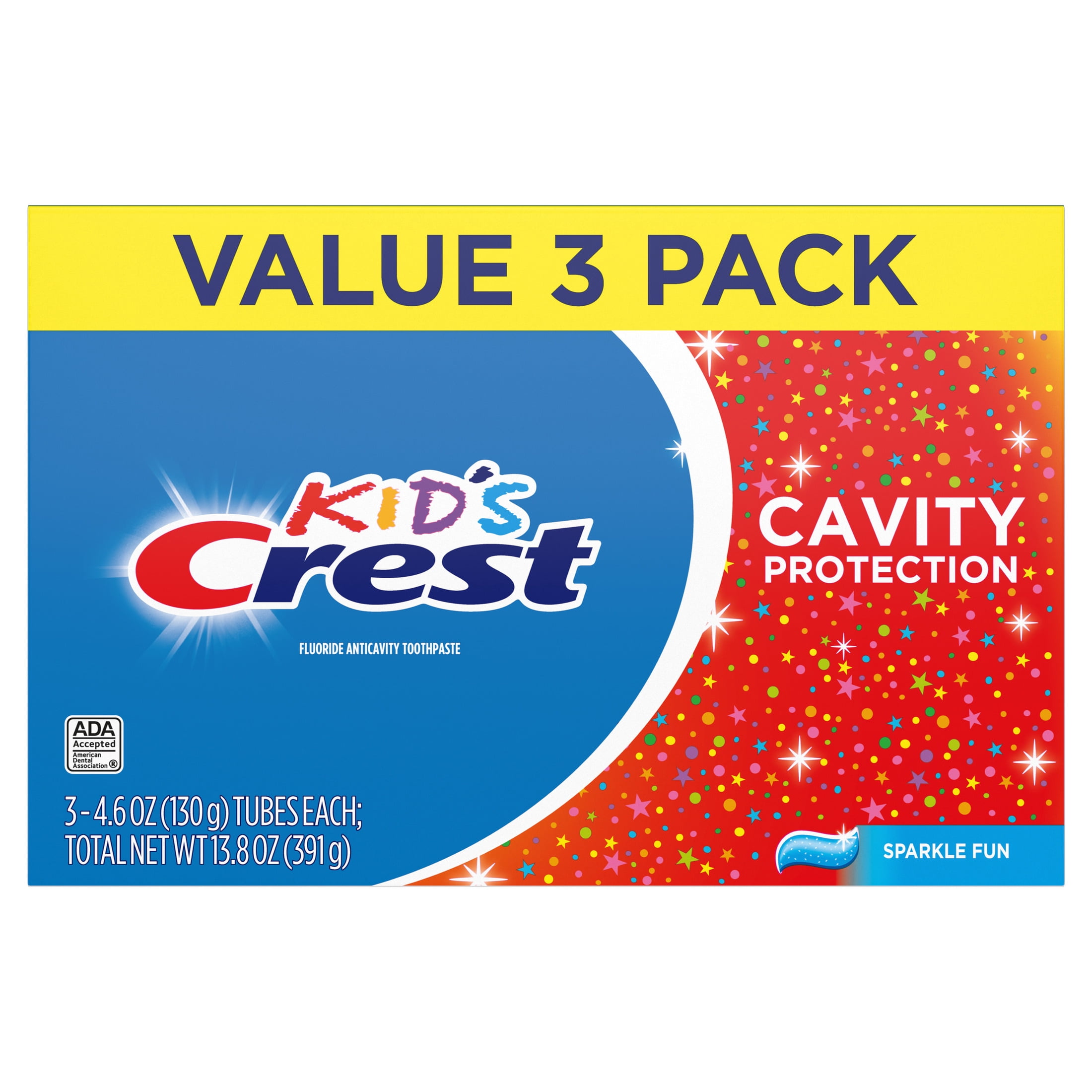 Crest Kids Cavity Protection Toothpaste, Sparkle Fun Flavor, Anticavity Fluoride Formula (4 Pack, 4.6 oz) ev6uw