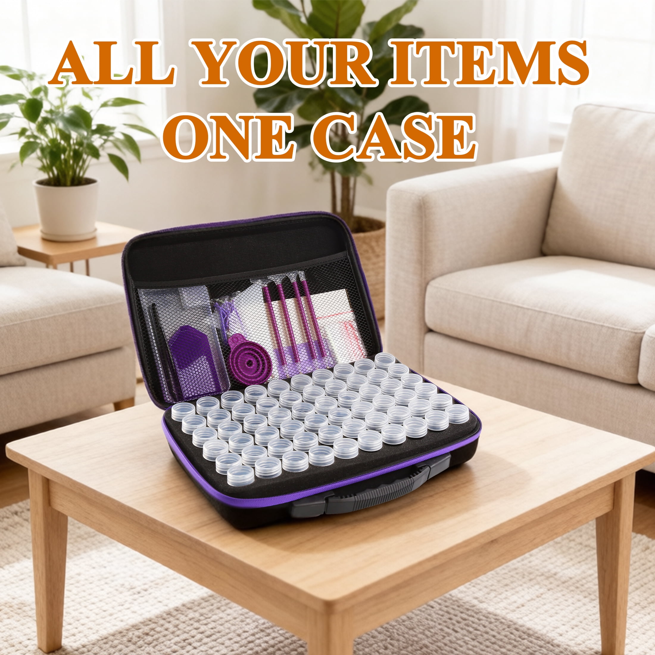 Yalumo Diamond Art Storage Organizer Case with 60 Individual Containers and Crafting Tool Set (60 Slots) a80l6