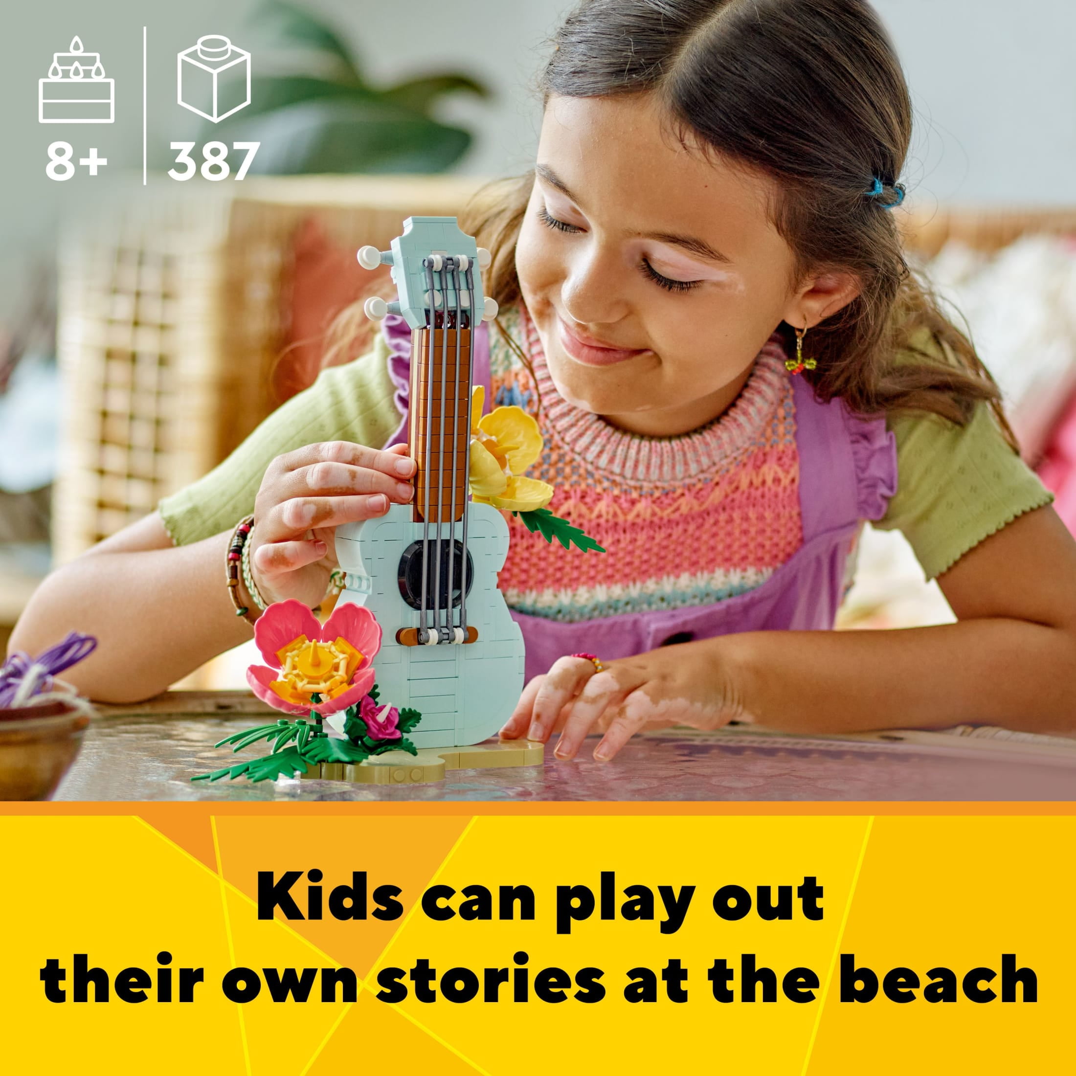 LEGO Creator 3-in-1 Tropical Ukulele Building Set, Beach-Themed Creative Construction Toy for Kids (Multicolor, 387 Pieces) ykvie