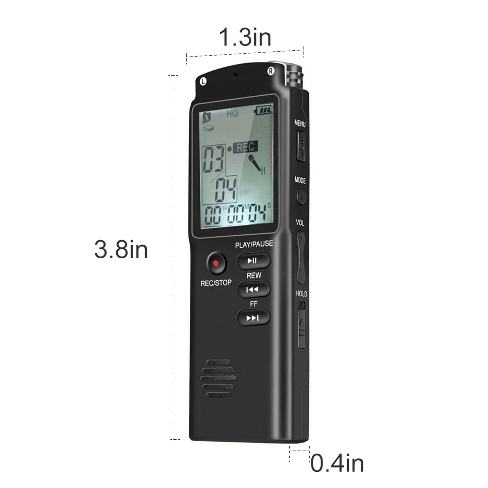 RONY Digital Voice Recorder, Portable Voice Activated Recording Device with Noise Reduction and MP3 Player (Black, 1 Pack) 8ymke